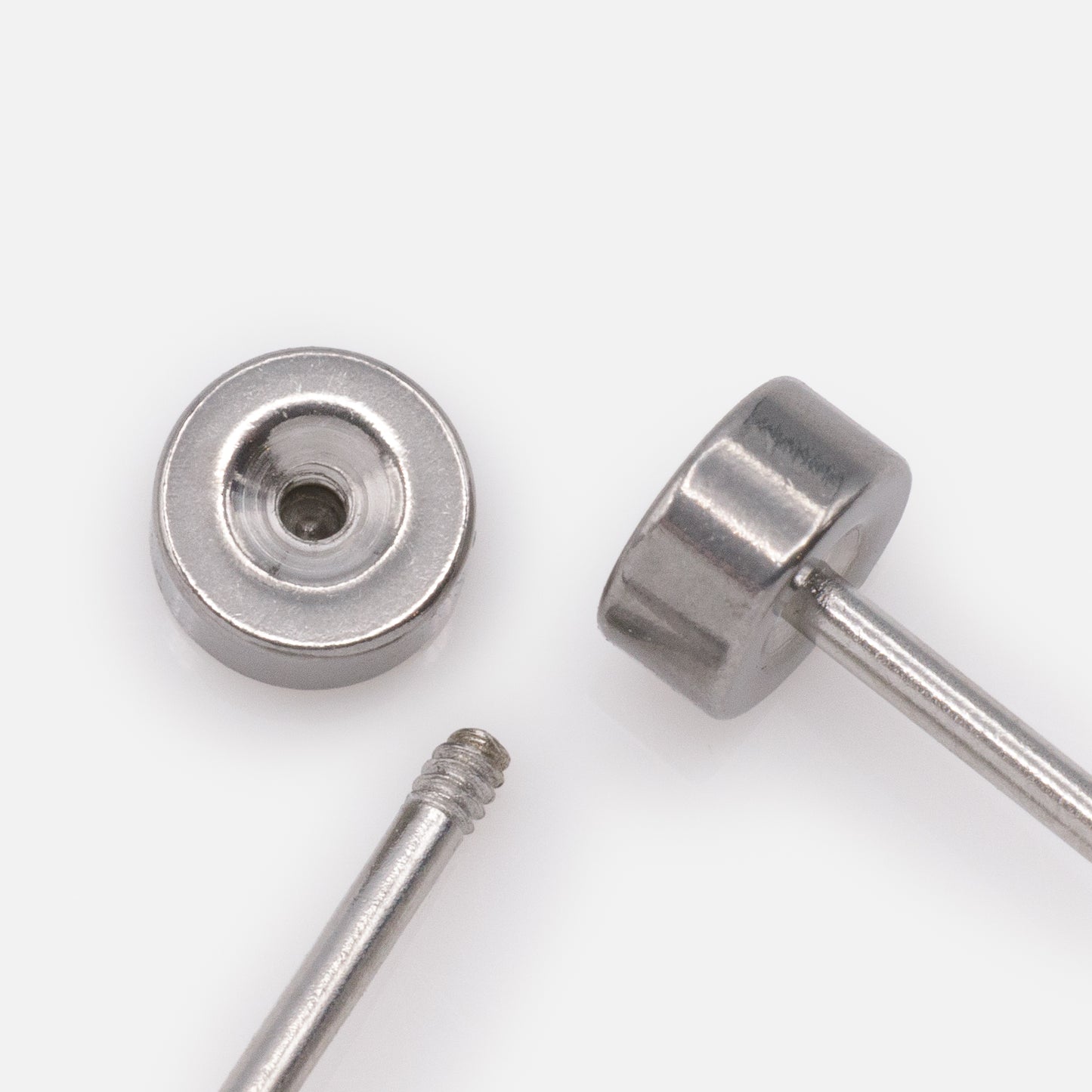 SSM201E03AR - Mini silvered earrings in stainless steel with 3 mm pearl