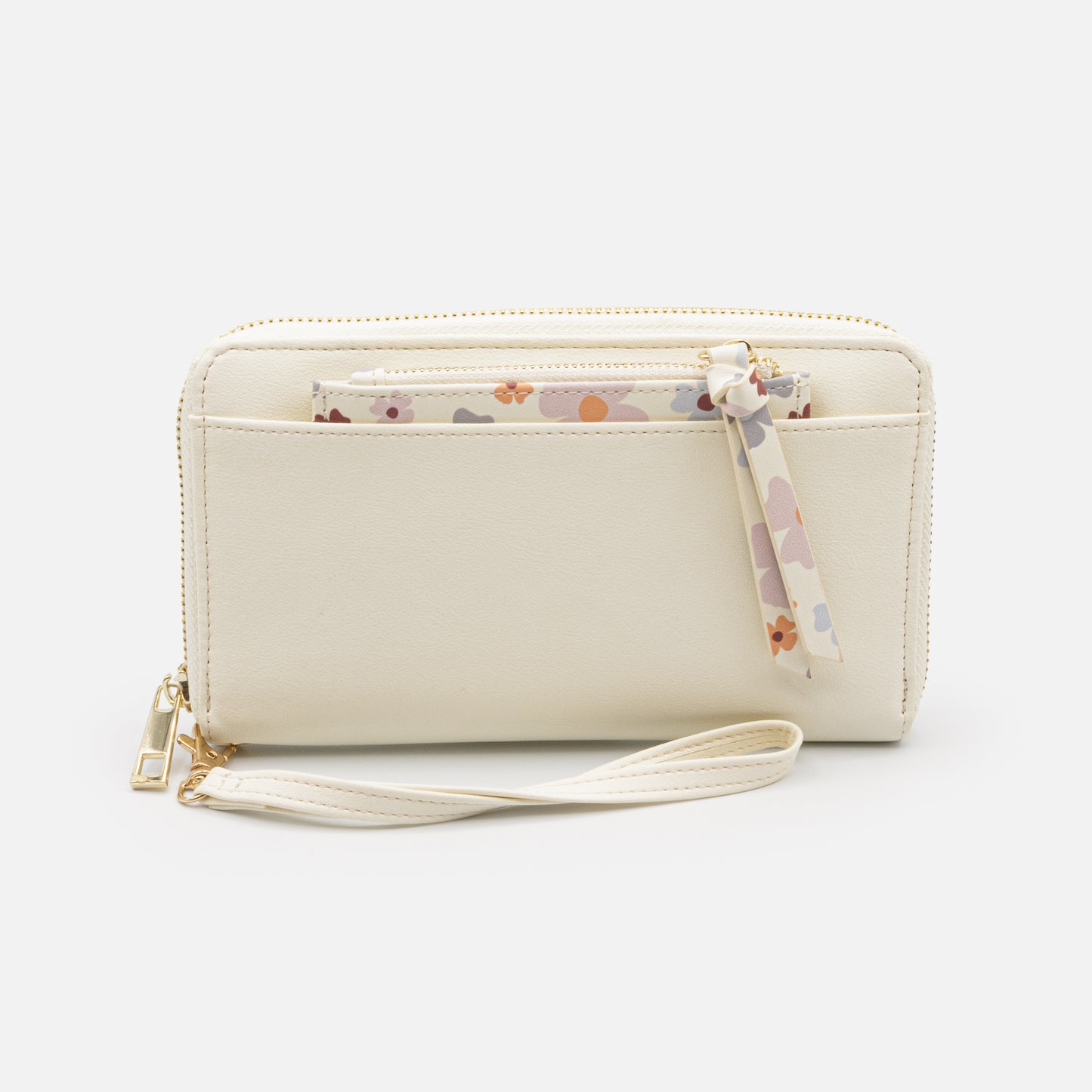BG251W059MM - Ivory PU wallet with flowery insert
