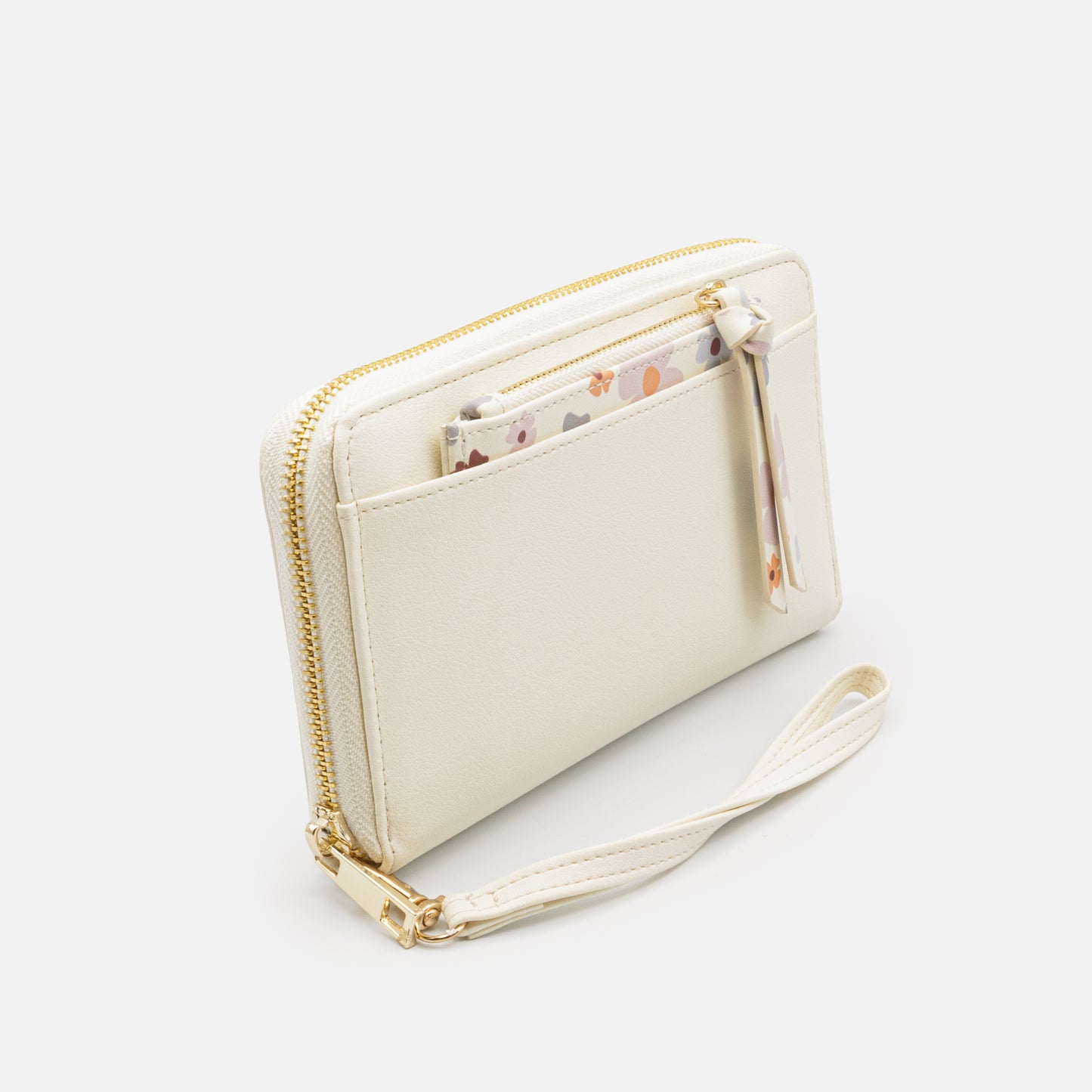 BG251W059MM - Ivory PU wallet with flowery insert