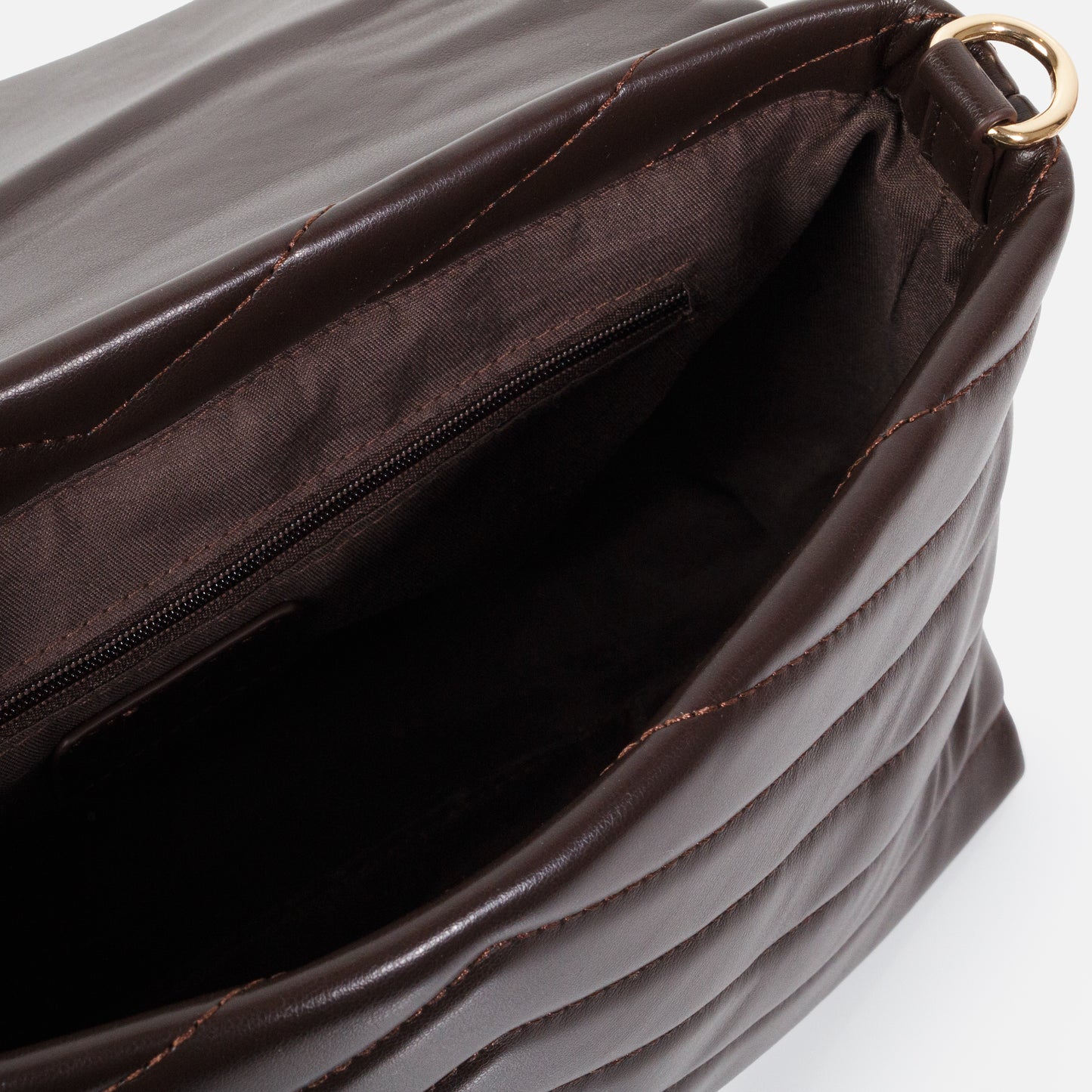 Dark brown quilted PU crossbody handbag - BG253B011BR