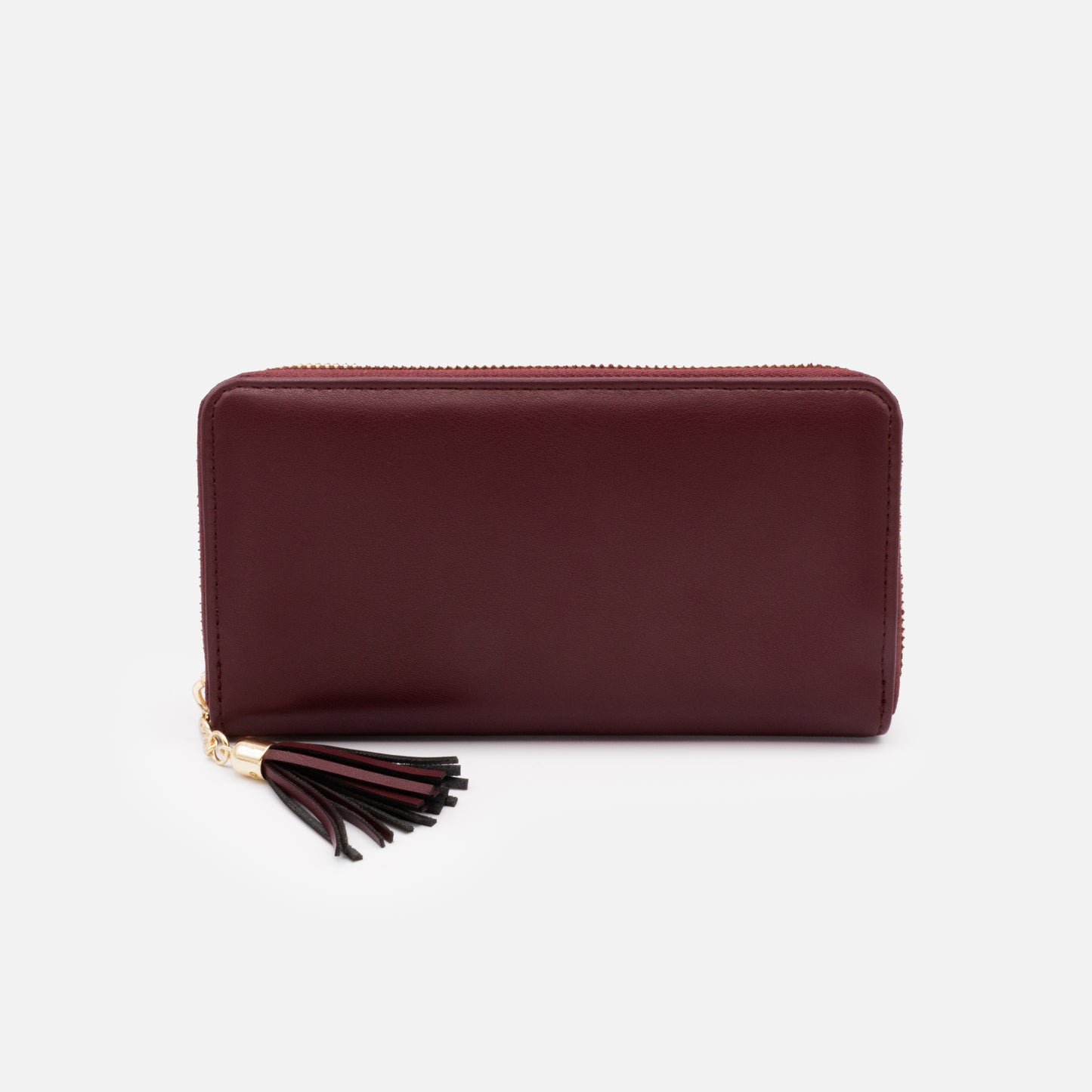 BG253W050BU - Burgundy smooth PU wallet with tassel