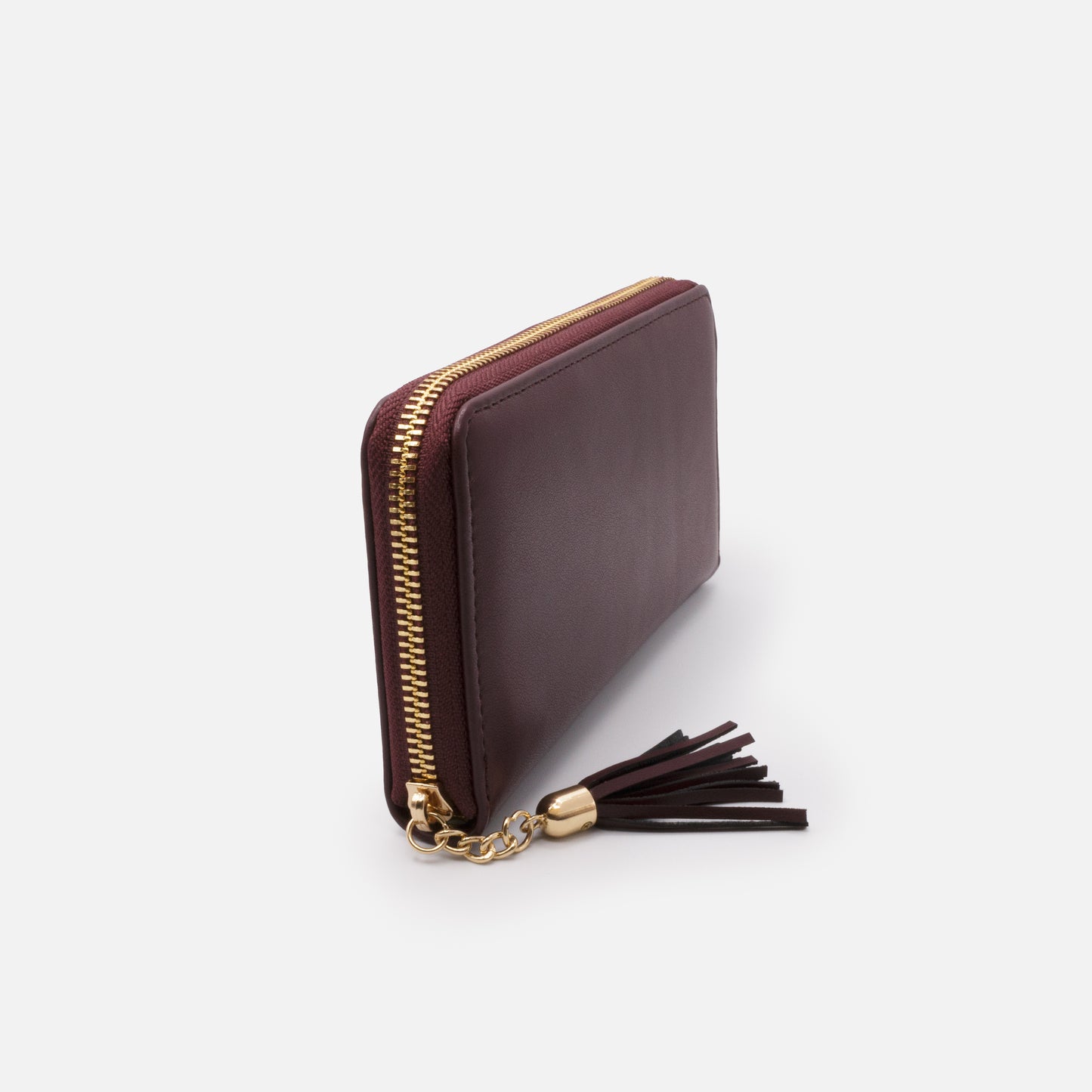 BG253W050BU - Burgundy smooth PU wallet with tassel