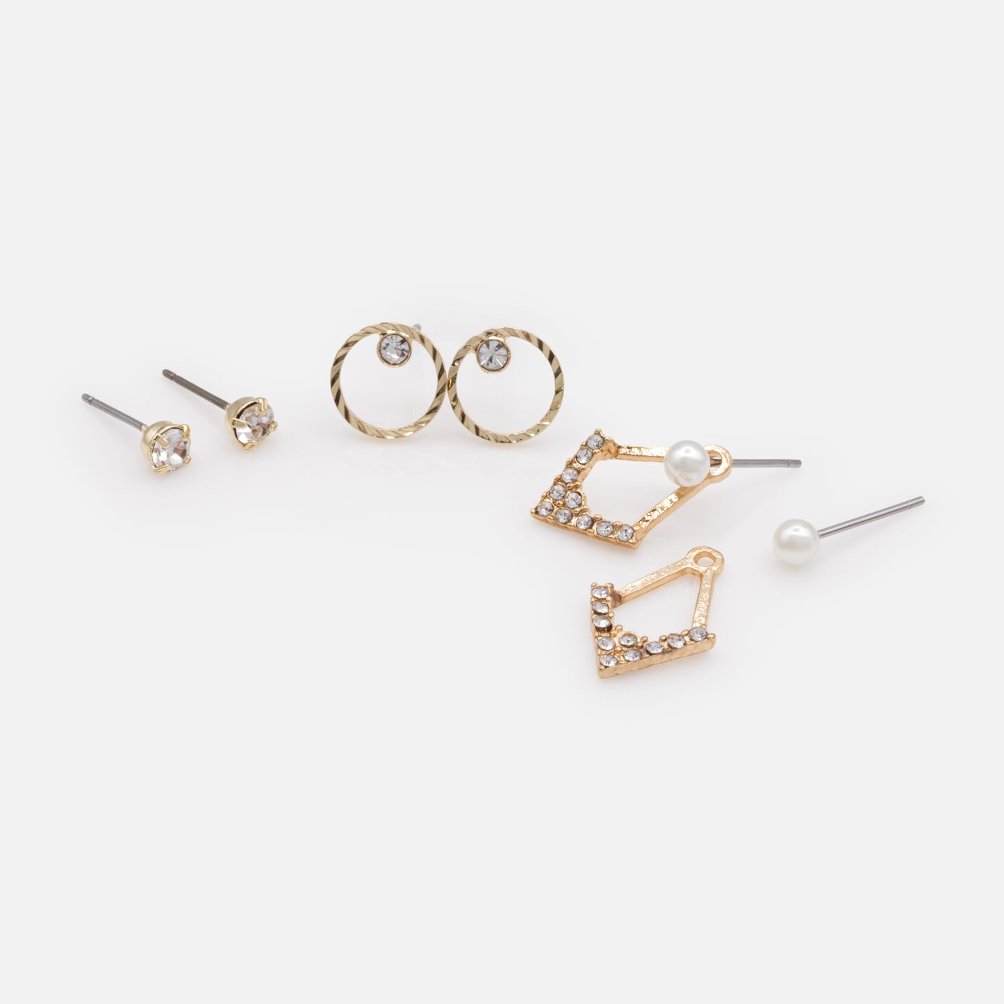 FS253E001GL - Golden earring trio with pearls & cubic zirconia