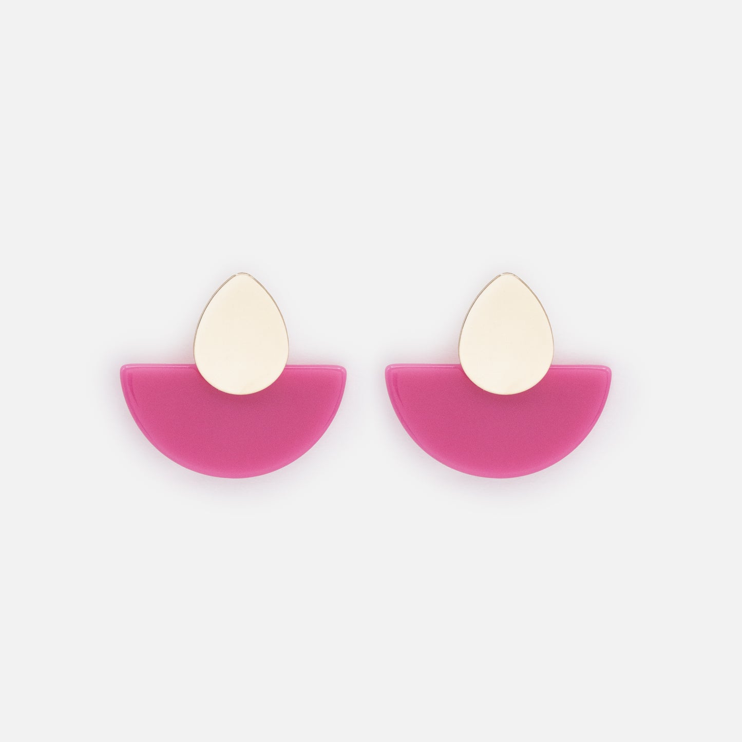 FS253E025GL - Boucles d'oreilles dorées avec base en acétate rose