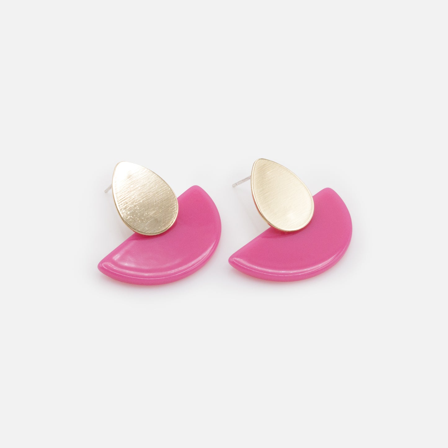 FS253E025GL - Boucles d'oreilles dorées avec base en acétate rose