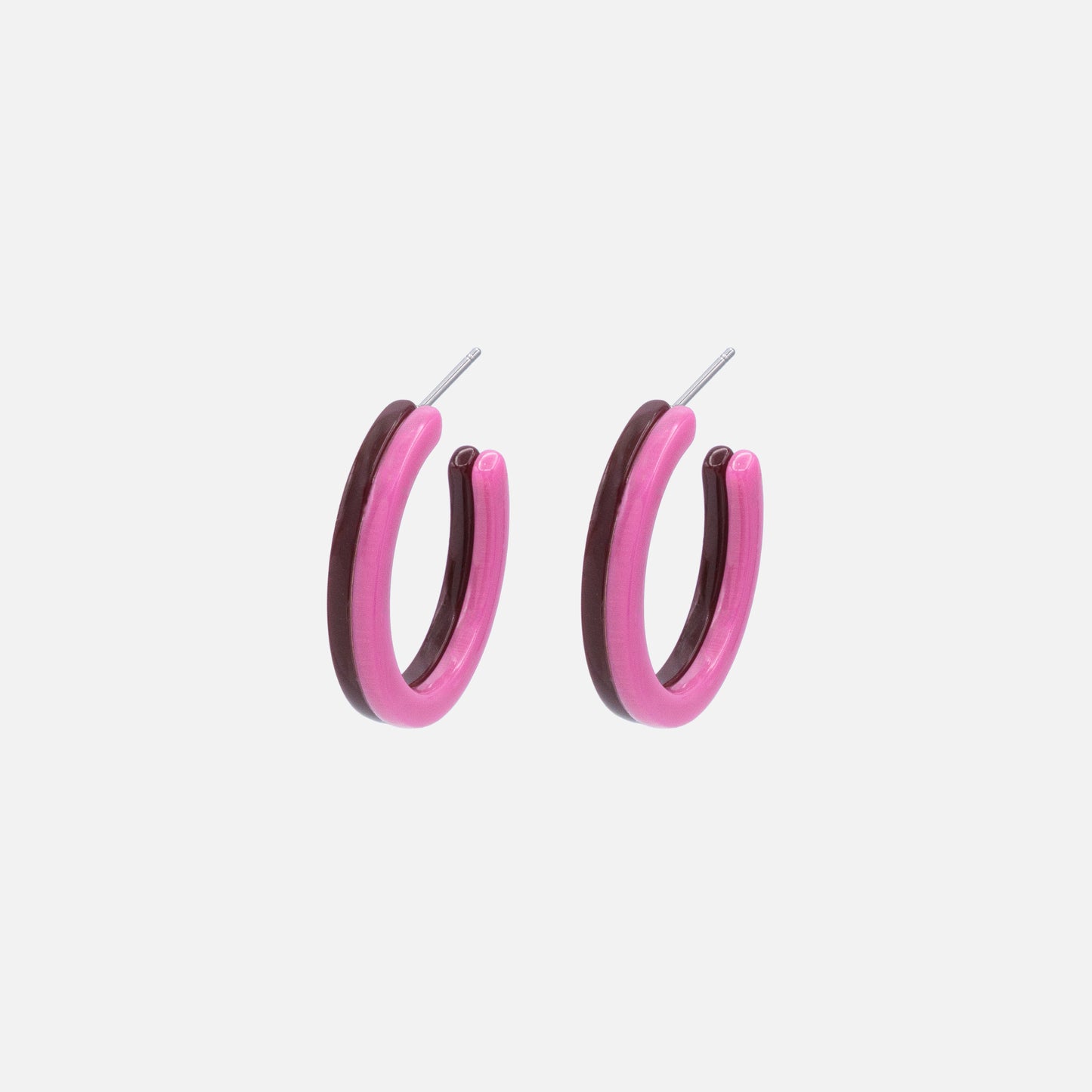 FS253E027MM - Burgundy & pink acetate hoop earrings