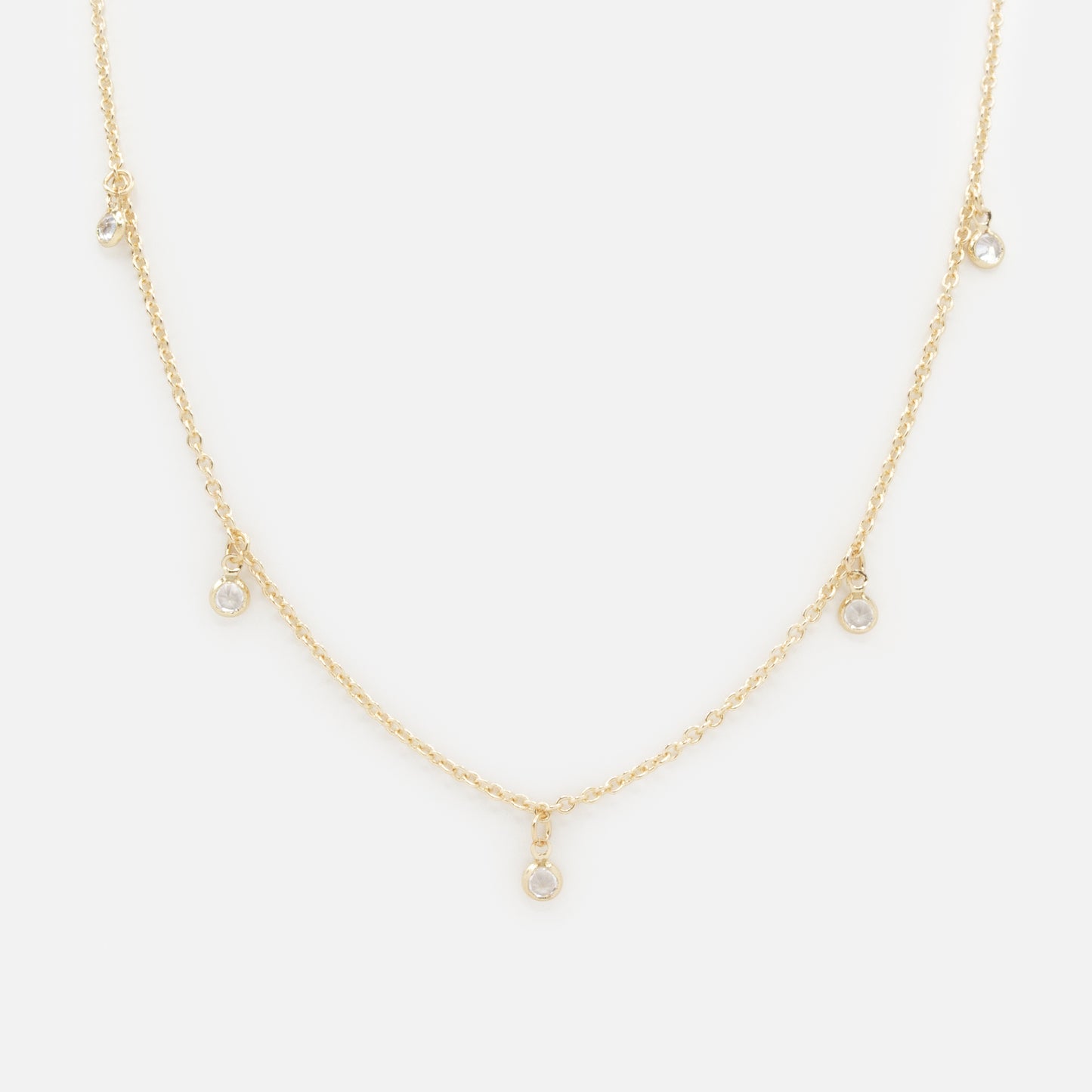 FS253N013GL - Collier doré petites breloques rondes avec zircons cubiques