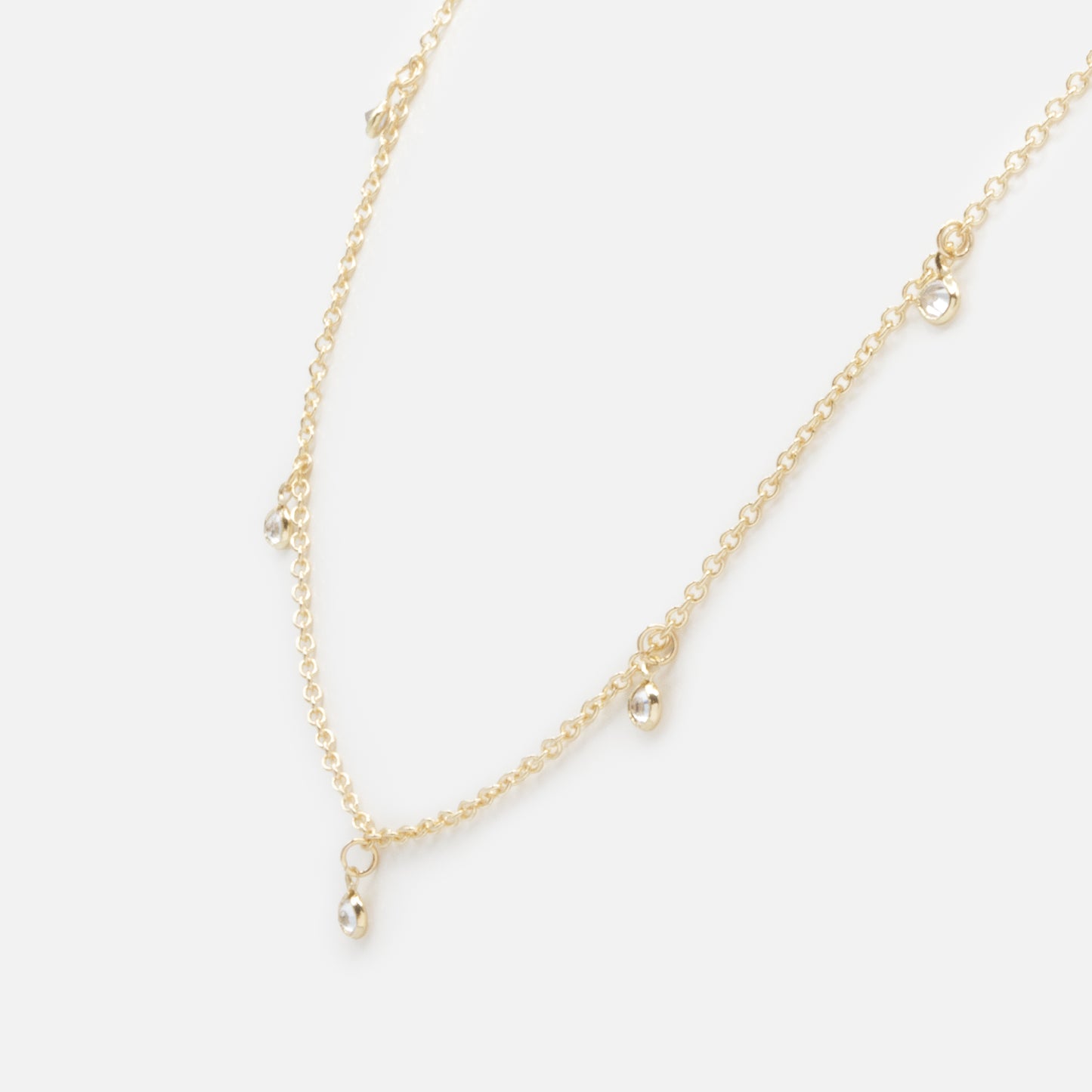 FS253N013GL - Collier doré petites breloques rondes avec zircons cubiques