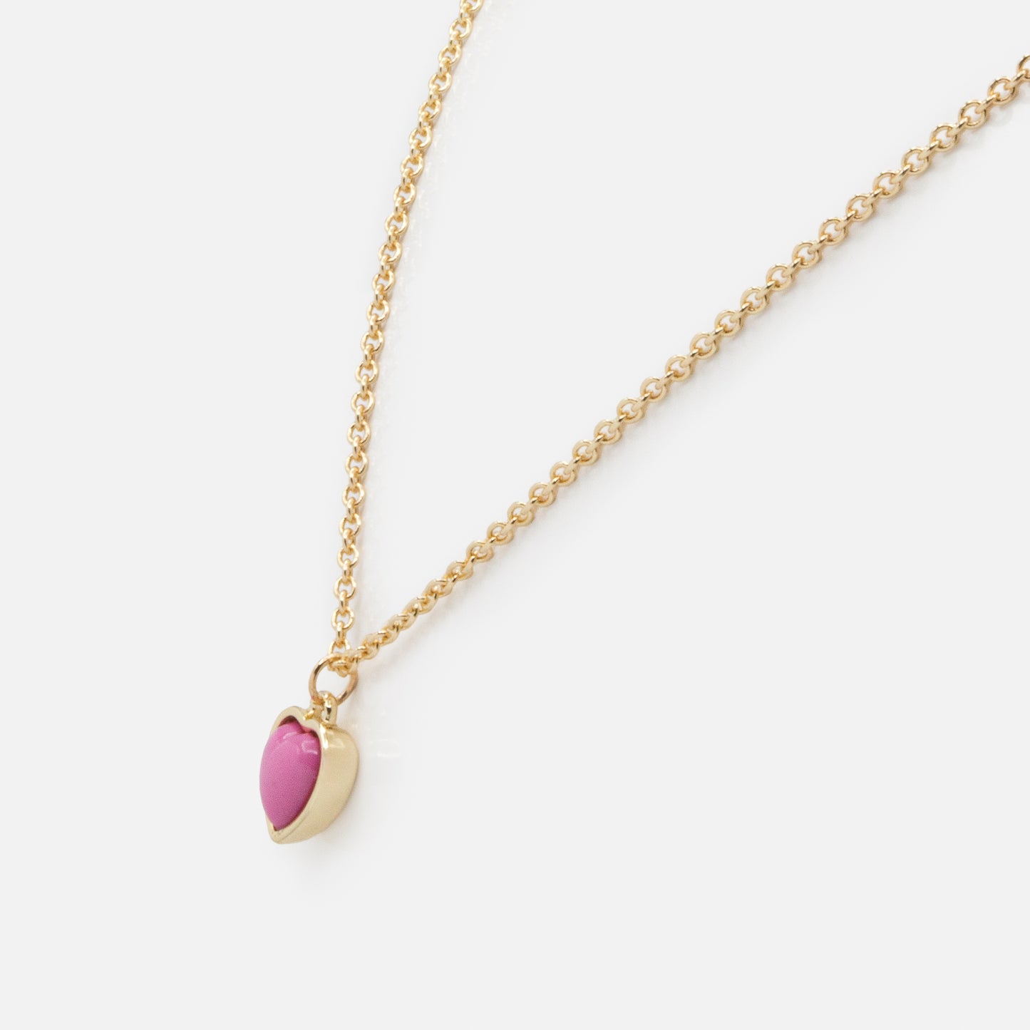 FS253N036GL - Pink heart charm golden necklace