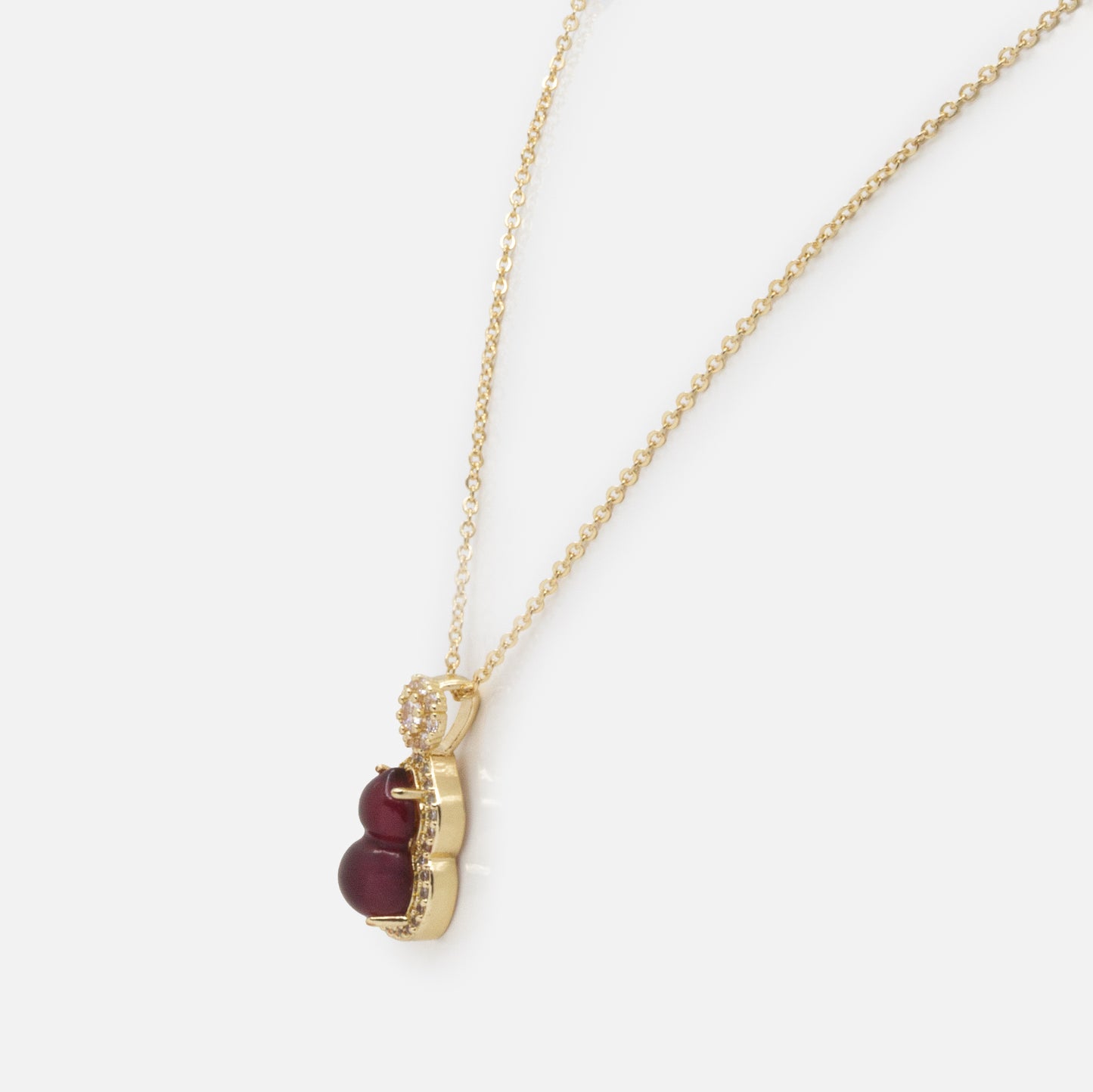 FS253N039GL - Collier doré breloque bourgogne & zircons cubiques