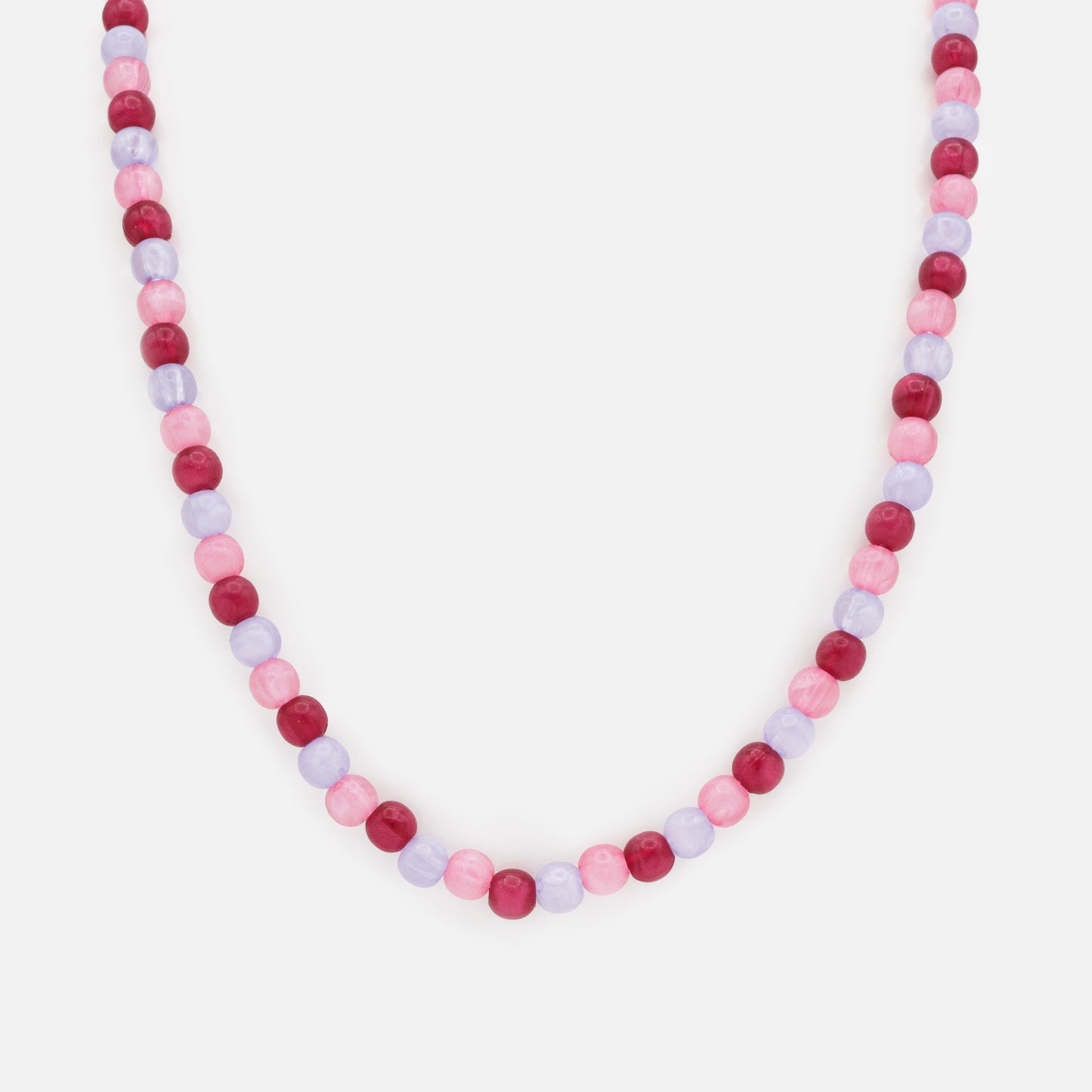 FS253N040MM - Collier à billes rondes lilas, rose pâle & rose foncé