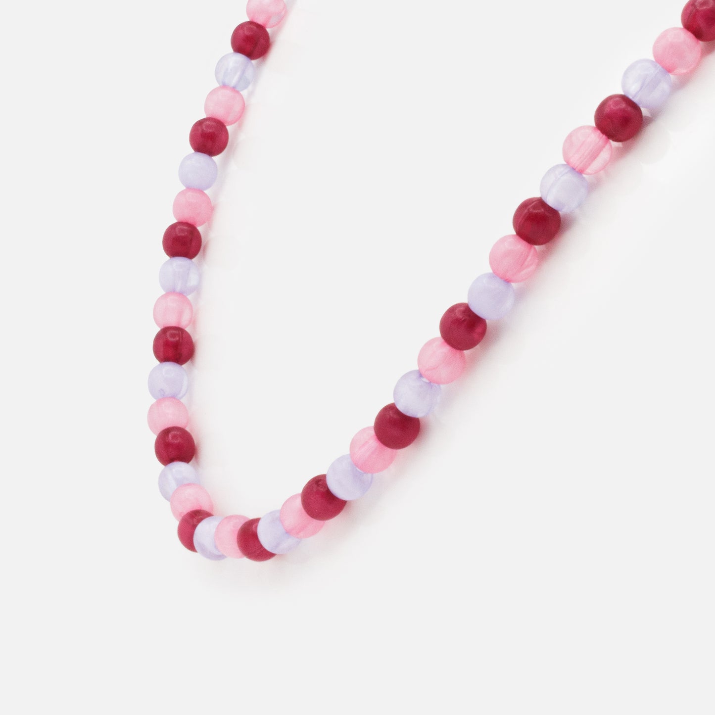 FS253N040MM - Collier à billes rondes lilas, rose pâle & rose foncé
