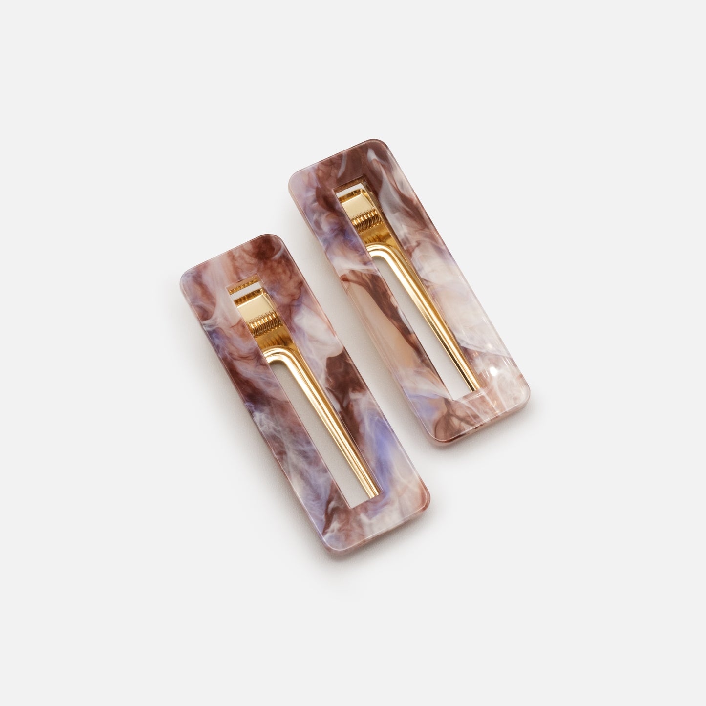 HA253C001MM - Burgundy & lilac marbled plastic clips duo