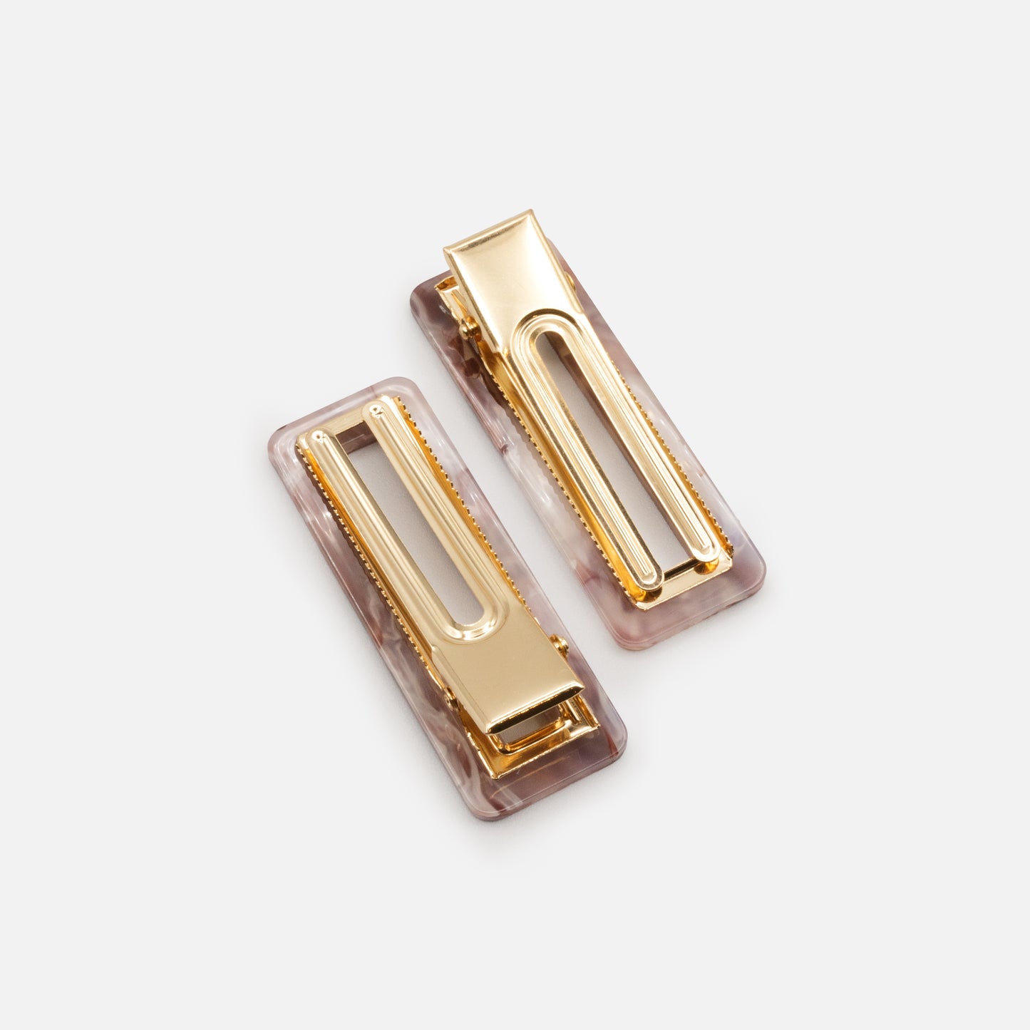 HA253C001MM - Burgundy & lilac marbled plastic clips duo