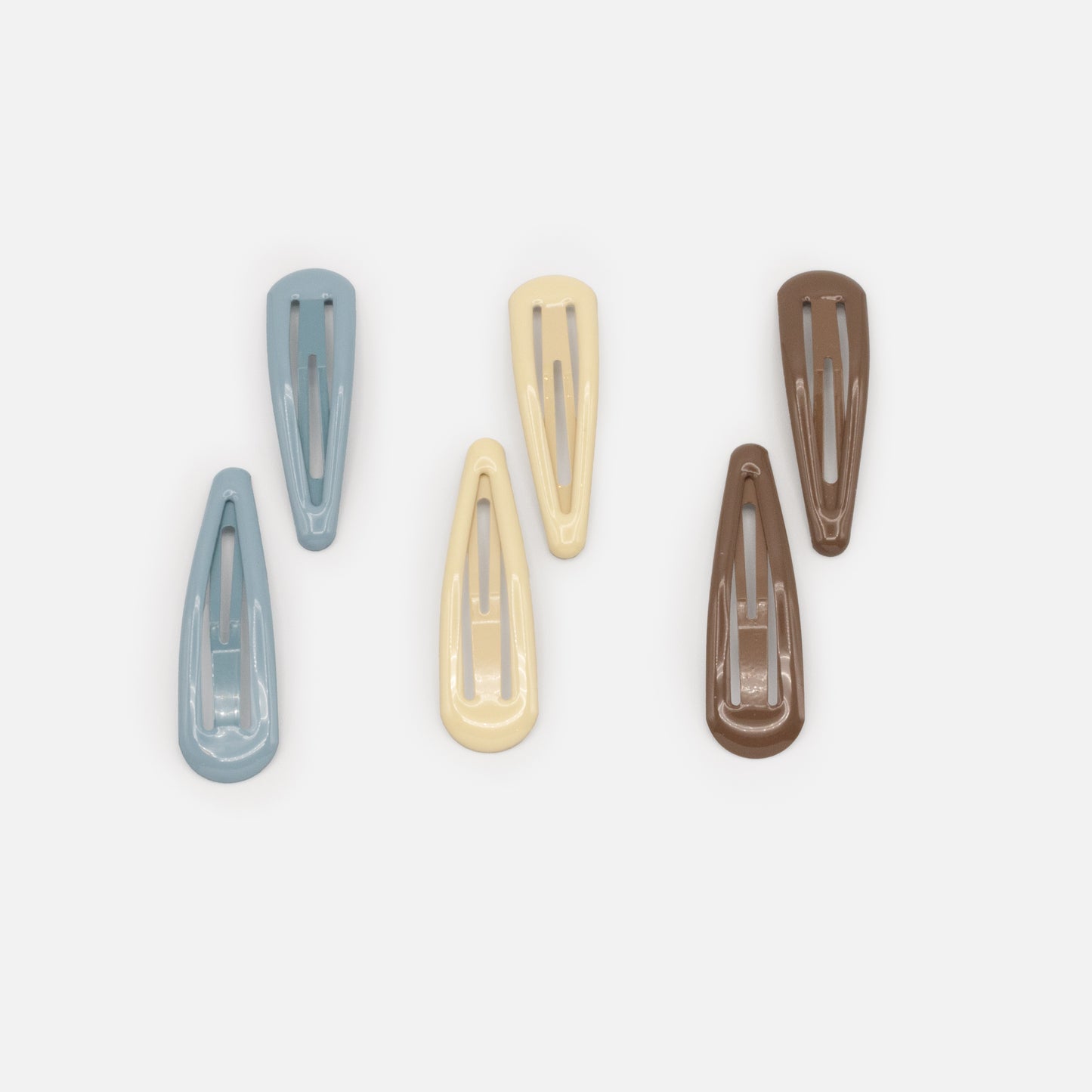 HA253C012MM - Six brown, ivory & light blue clips set