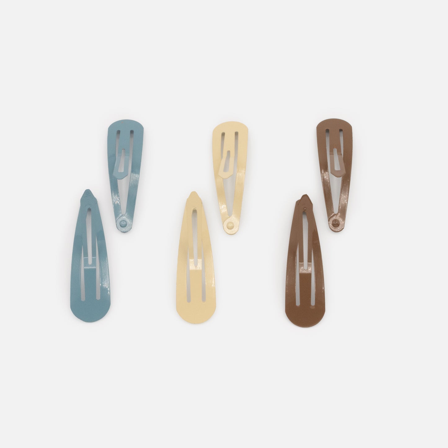 HA253C012MM - Six brown, ivory & light blue clips set