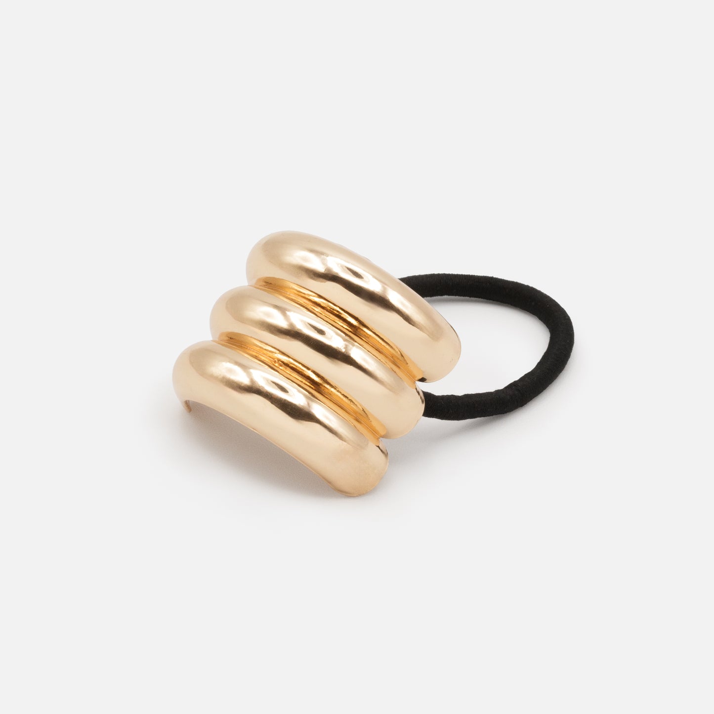 HA253E039GL - Black elastic with golden & glossy metal ornament