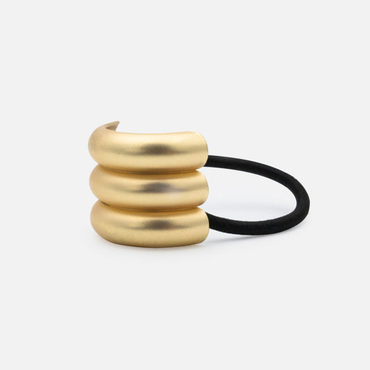 Black elastic with golden & glossy metal ornament - HA253E039GL