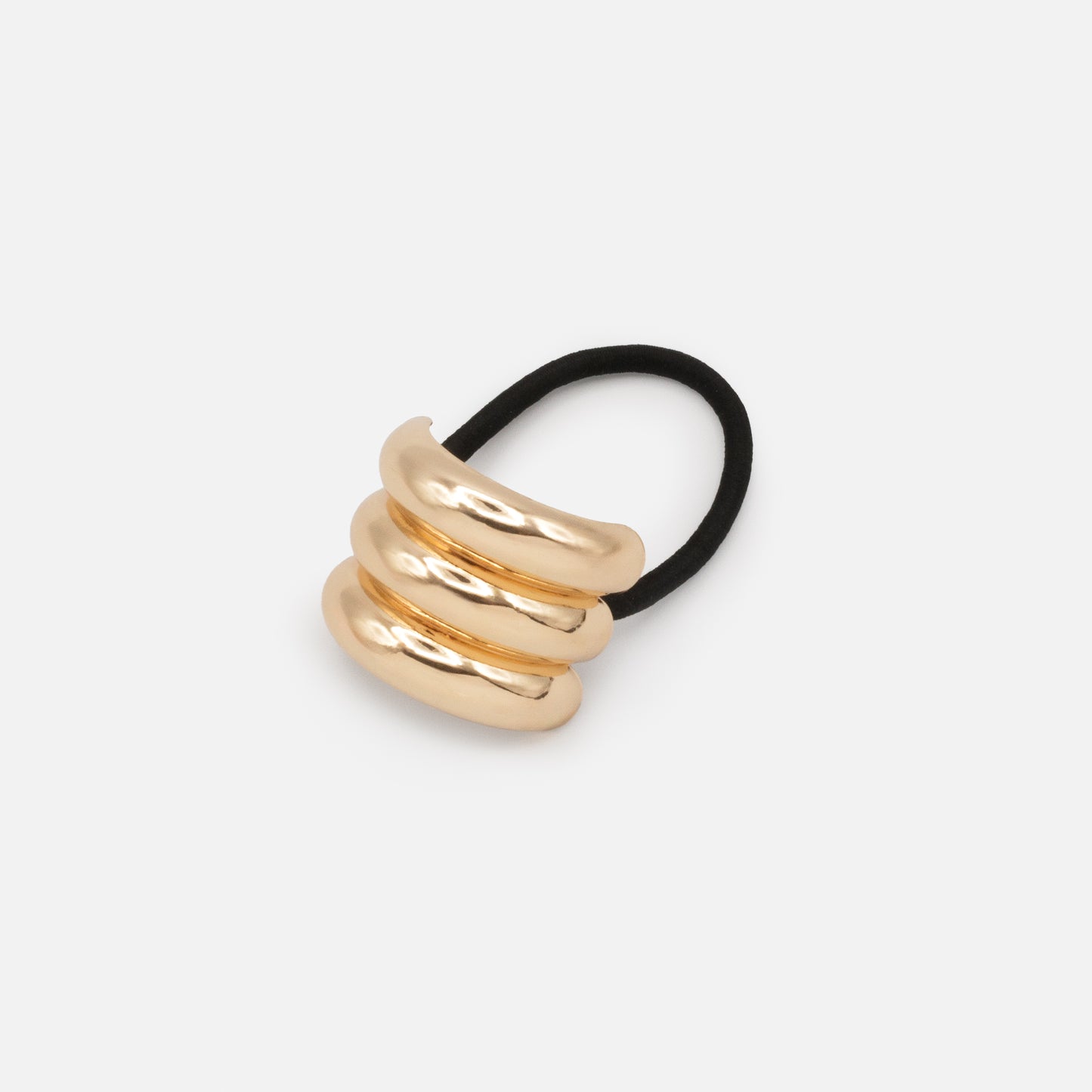 HA253E039GL - Black elastic with golden & glossy metal ornament