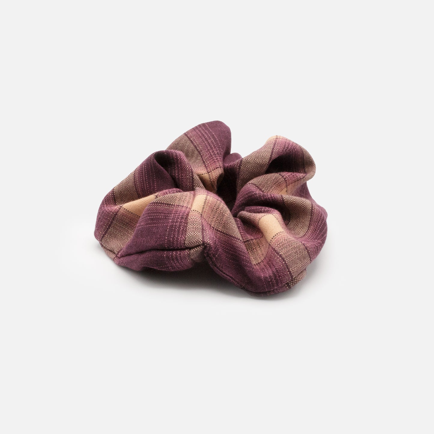 HA253E053MM - Plum & peach plaid scrunchie
