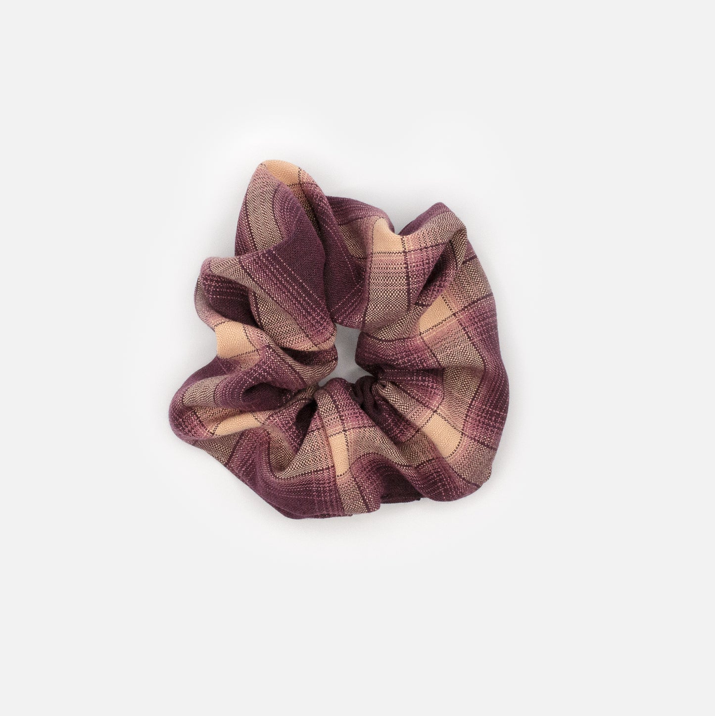 HA253E053MM - Plum & peach plaid scrunchie