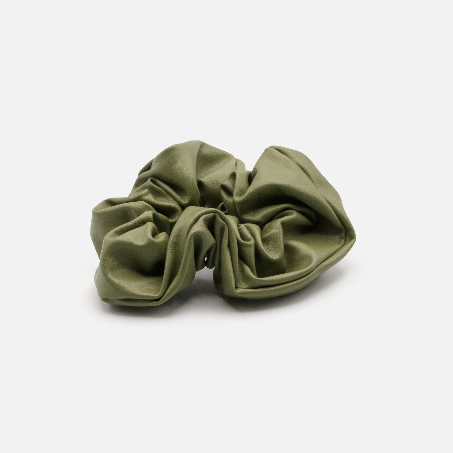 HA253E054GN - Olive green leather effect scrunchie