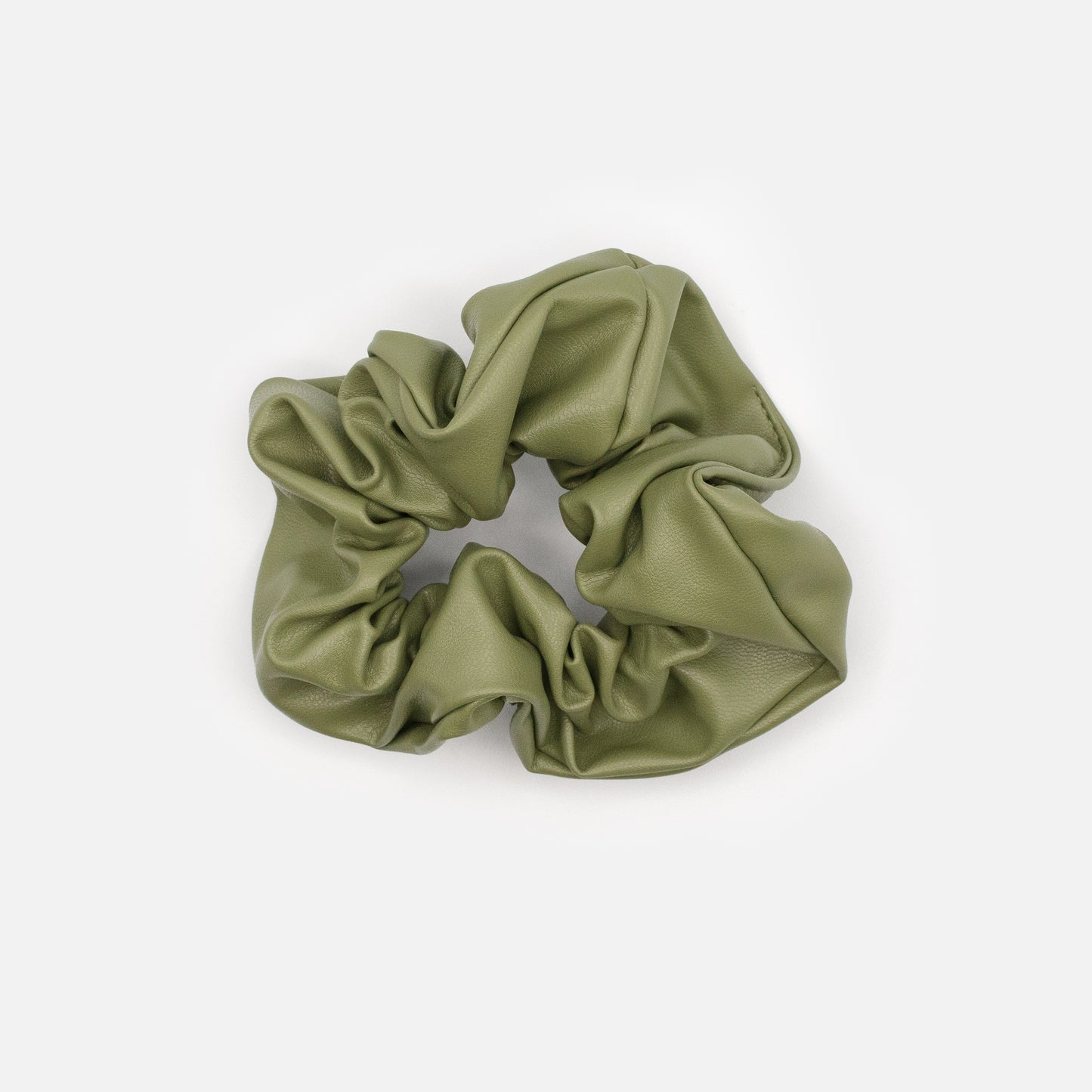 HA253E054GN - Olive green leather effect scrunchie