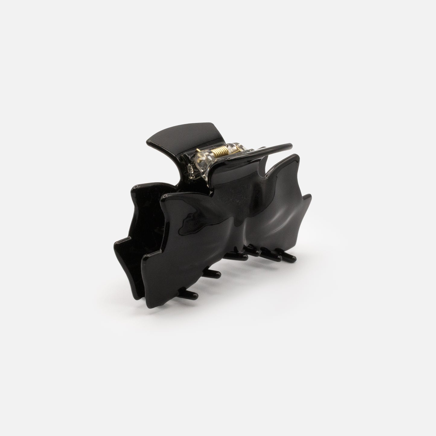 HA253W031BK - Black glossy plastic claw with bow shape