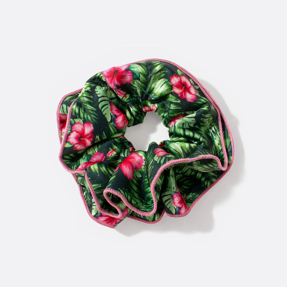 Tropical Print Double-Layer Scrunchie