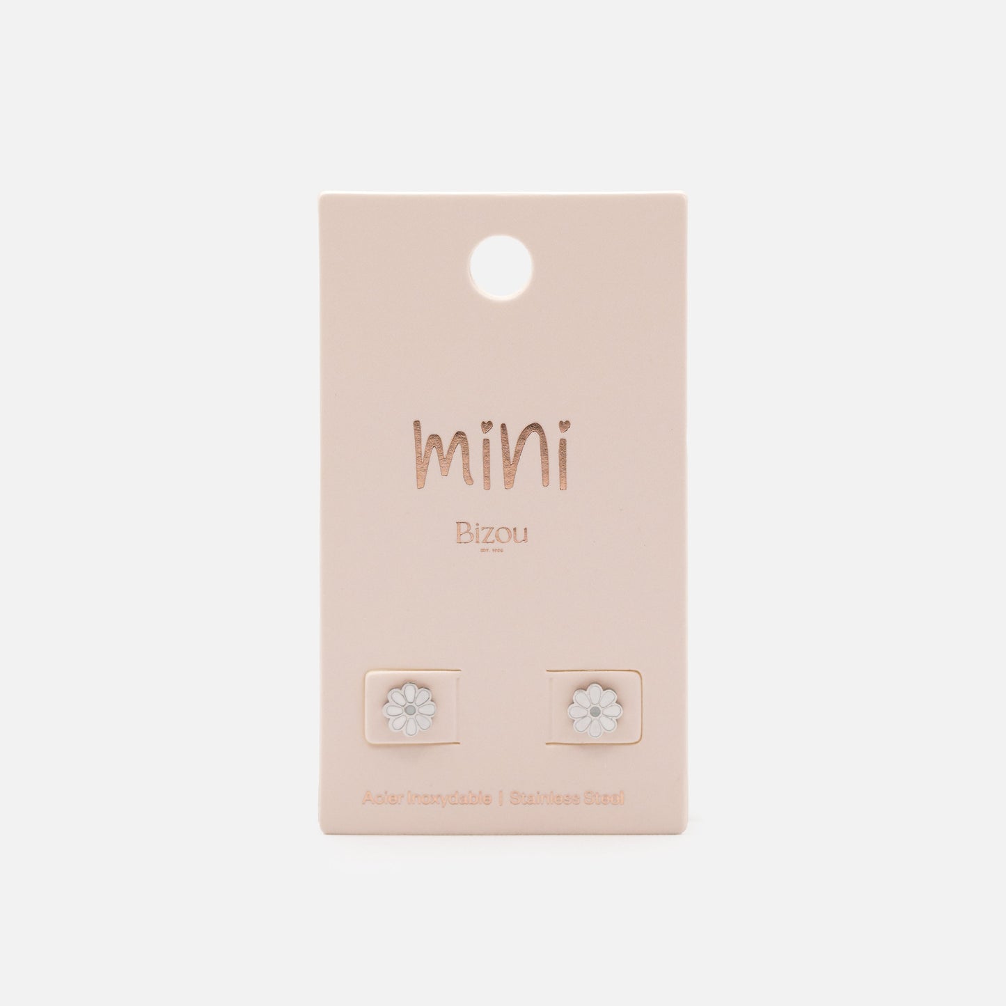 MN243E002SL - Mini white flowers silver earrings in stainless steel