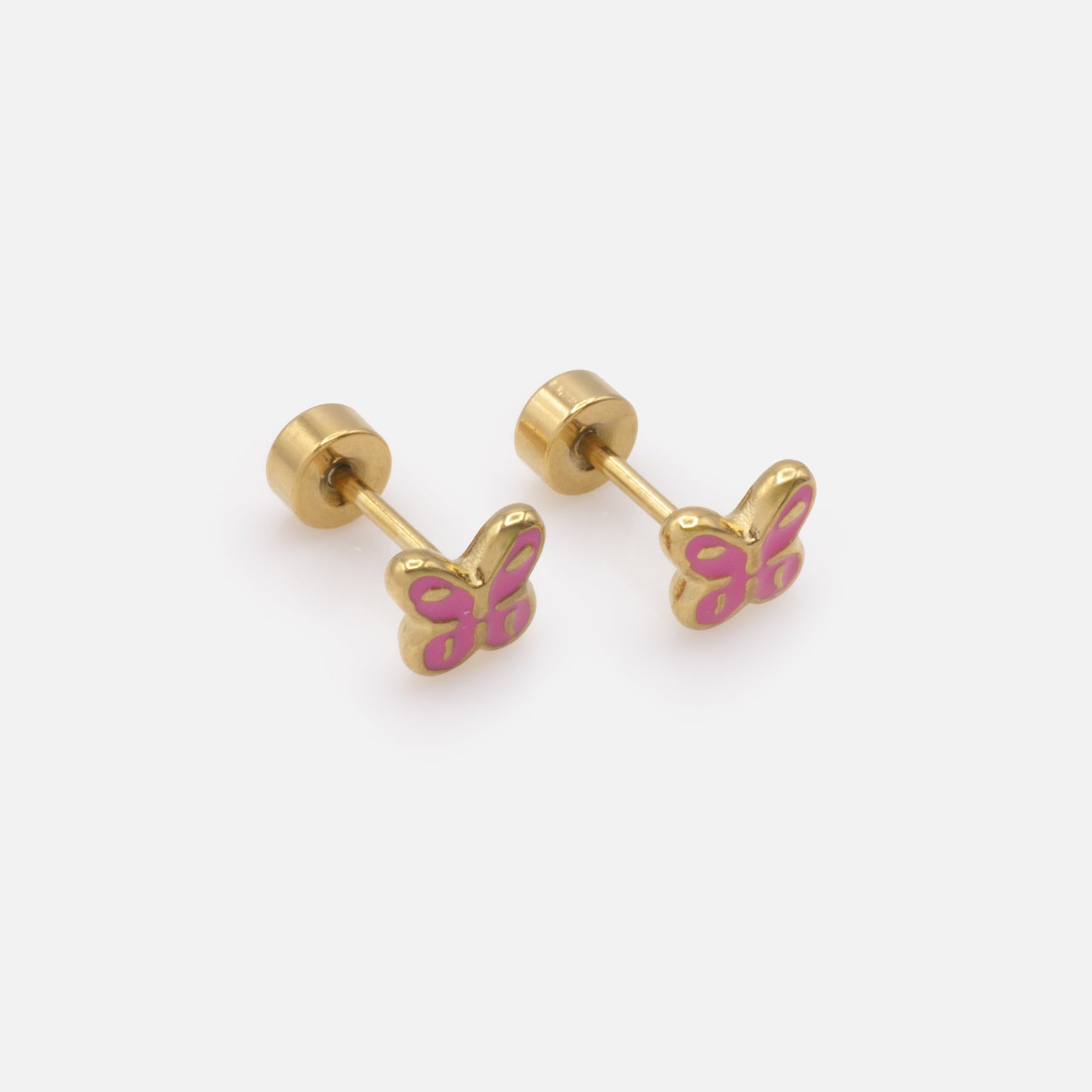 MN243E007GL - Mini pink butterflies golden earrings in stainless steel