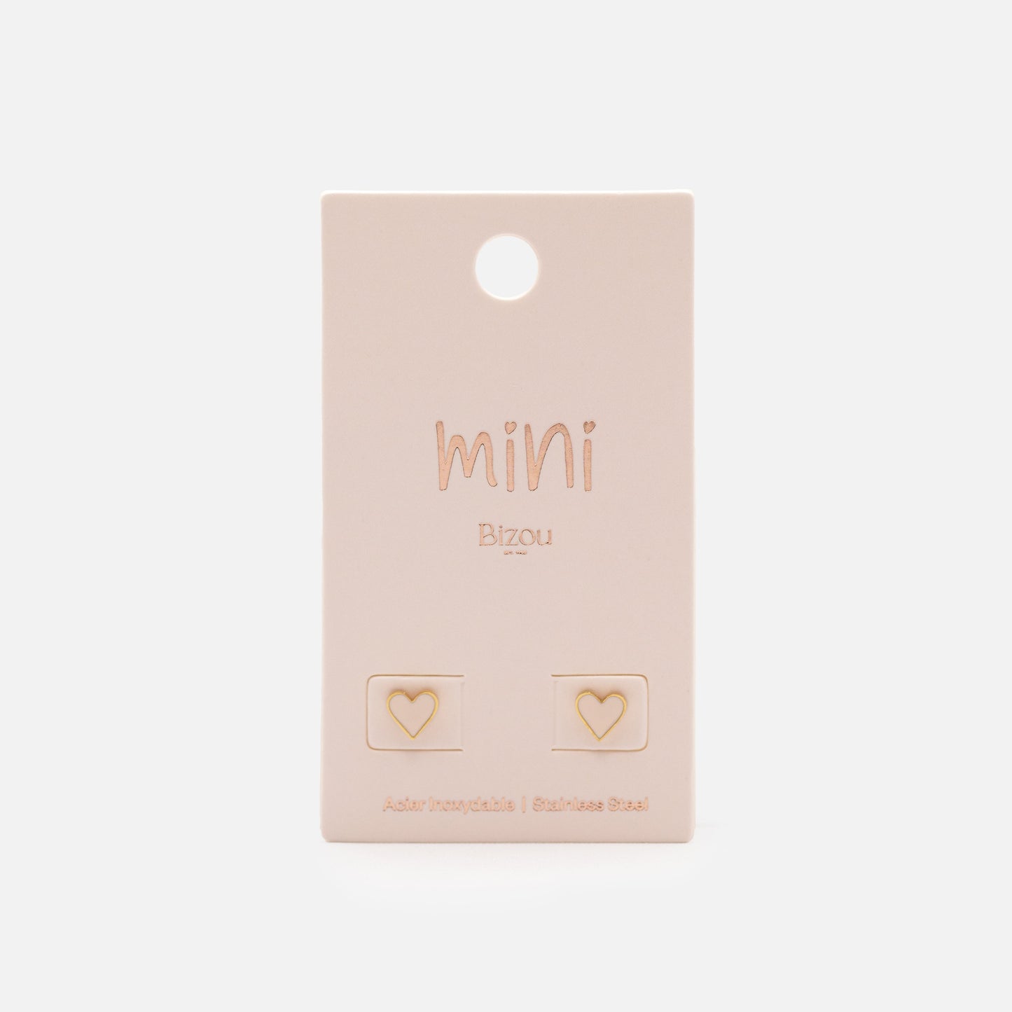 MN243E010GL - Mini pale pink hearts golden earrings in stainless steel