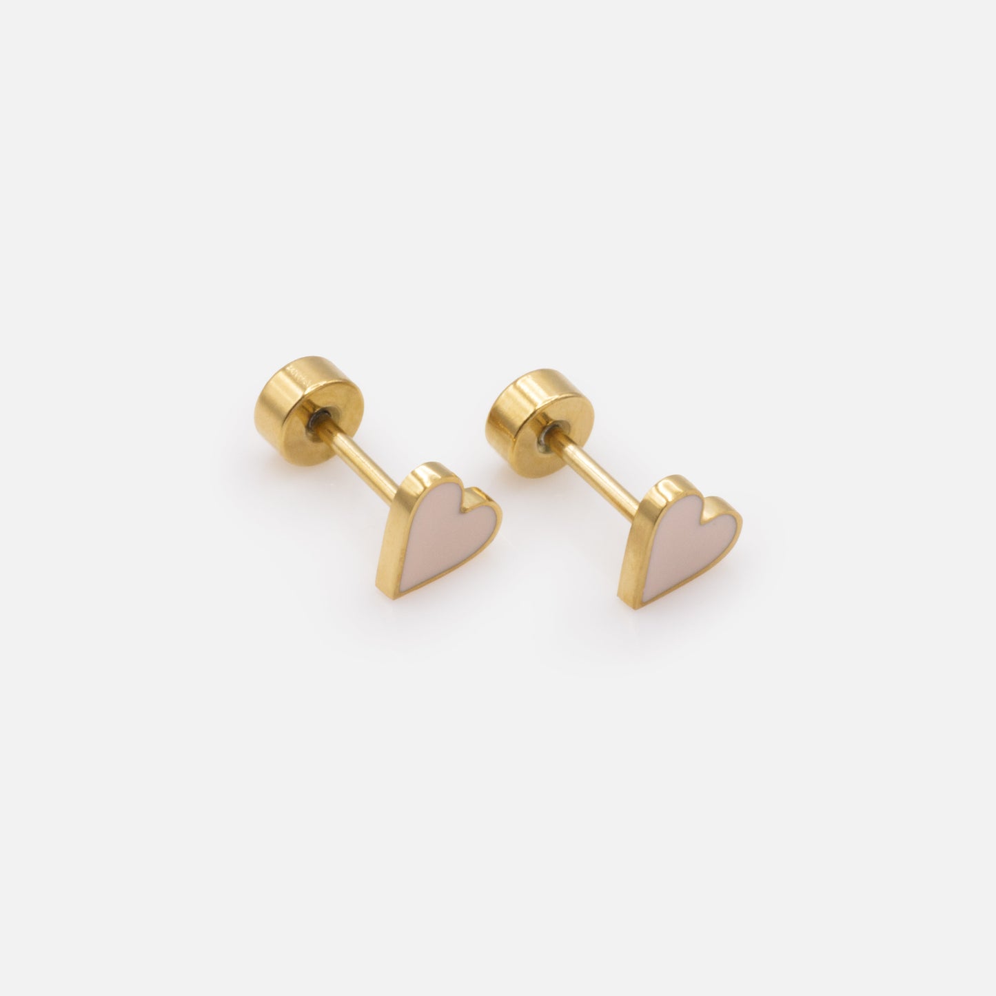 MN243E010GL - Mini pale pink hearts golden earrings in stainless steel