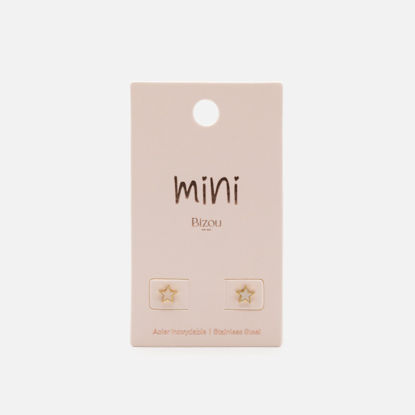 MN243E018GL - Mini boucles d'oreilles dorées étoiles rose pâle en acier inoxydable