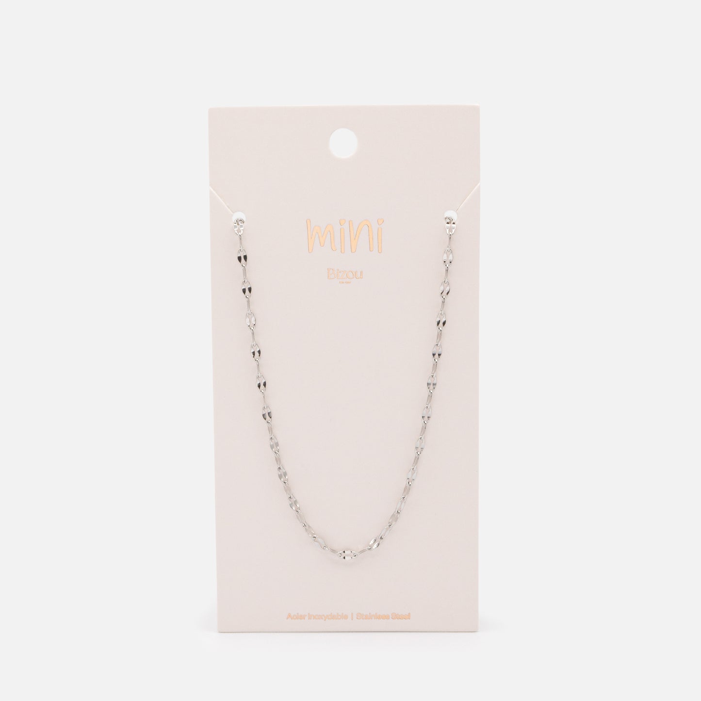 MN243N033SL - Mini silvered mesh golden chain in stainless steel