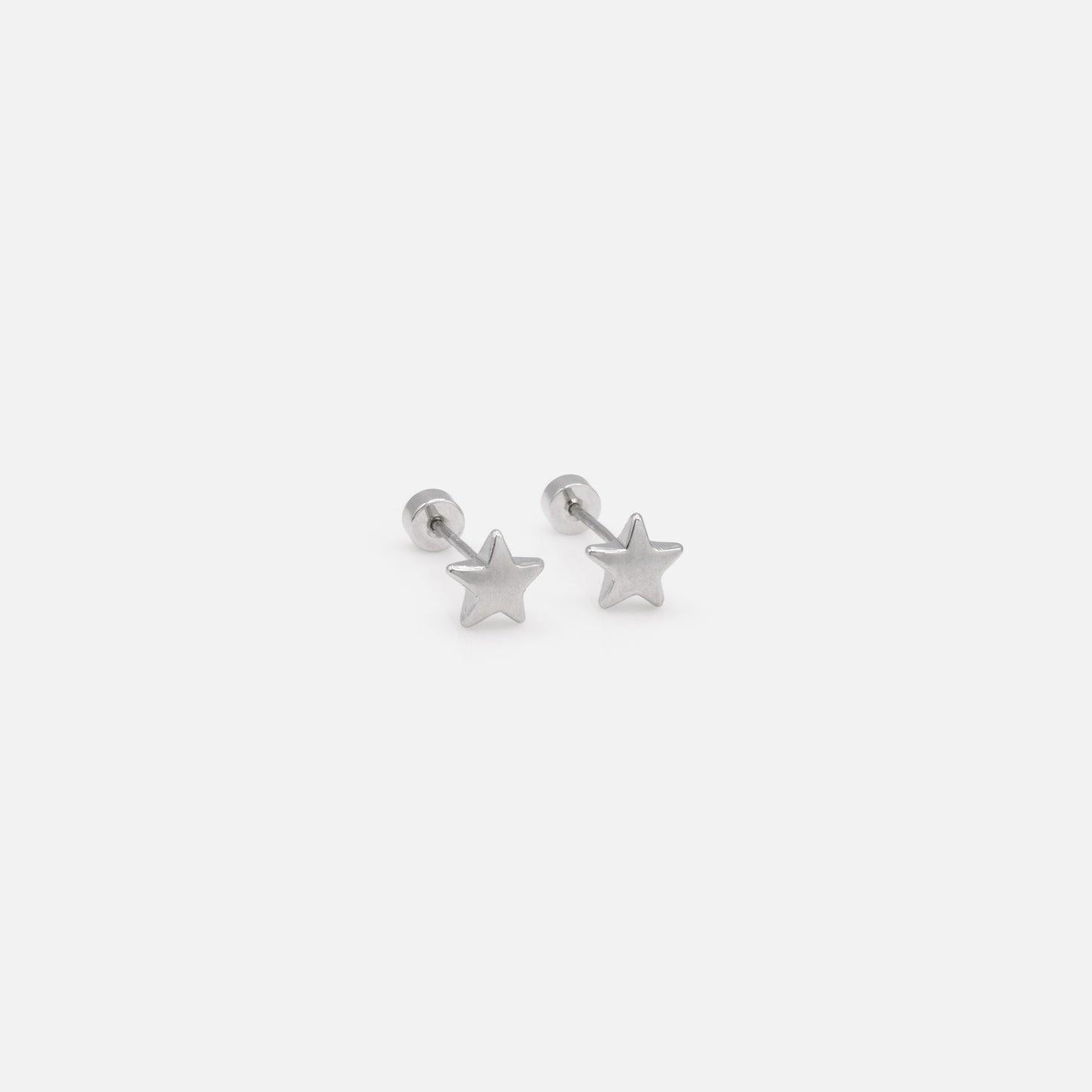 MN253E002SL - Mini silvered stars earrings in stainless steel