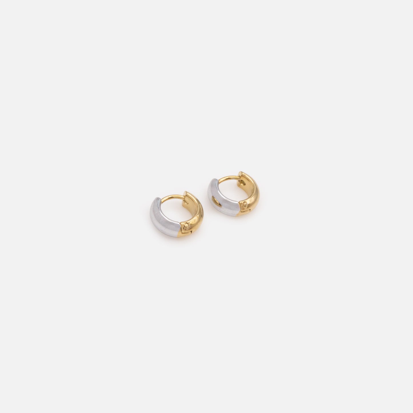 MN253E003MM - Mini two-tone huggies in stainless steel