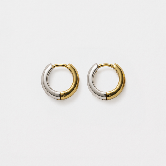 Mini two-tone huggies in stainless steel - MN253E003MM