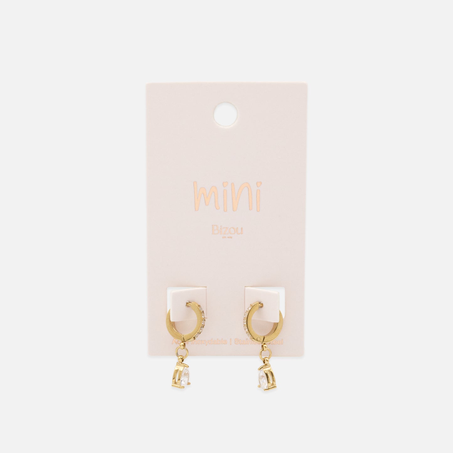 MN253E006GL - Mini golden huggies in stainless steel & cubic zirconia