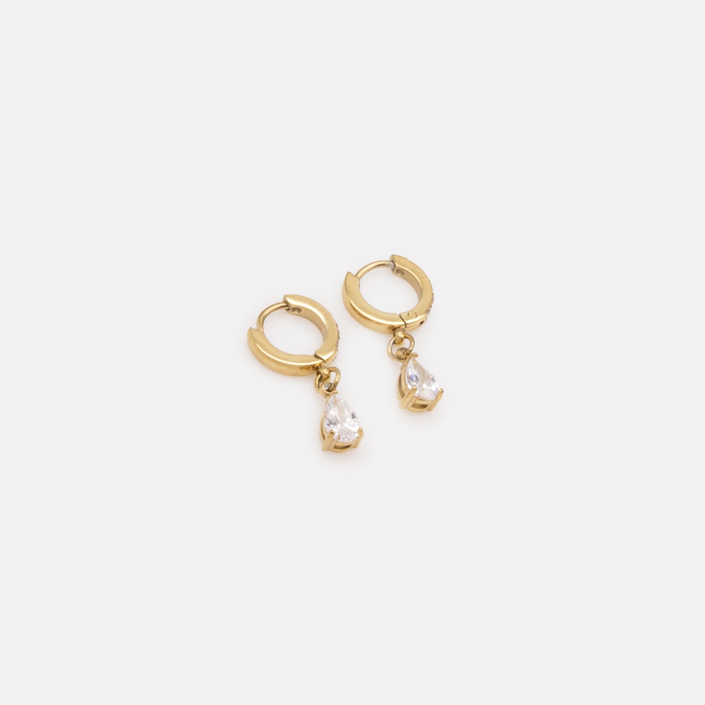 MN253E006GL - Mini golden huggies in stainless steel & cubic zirconia