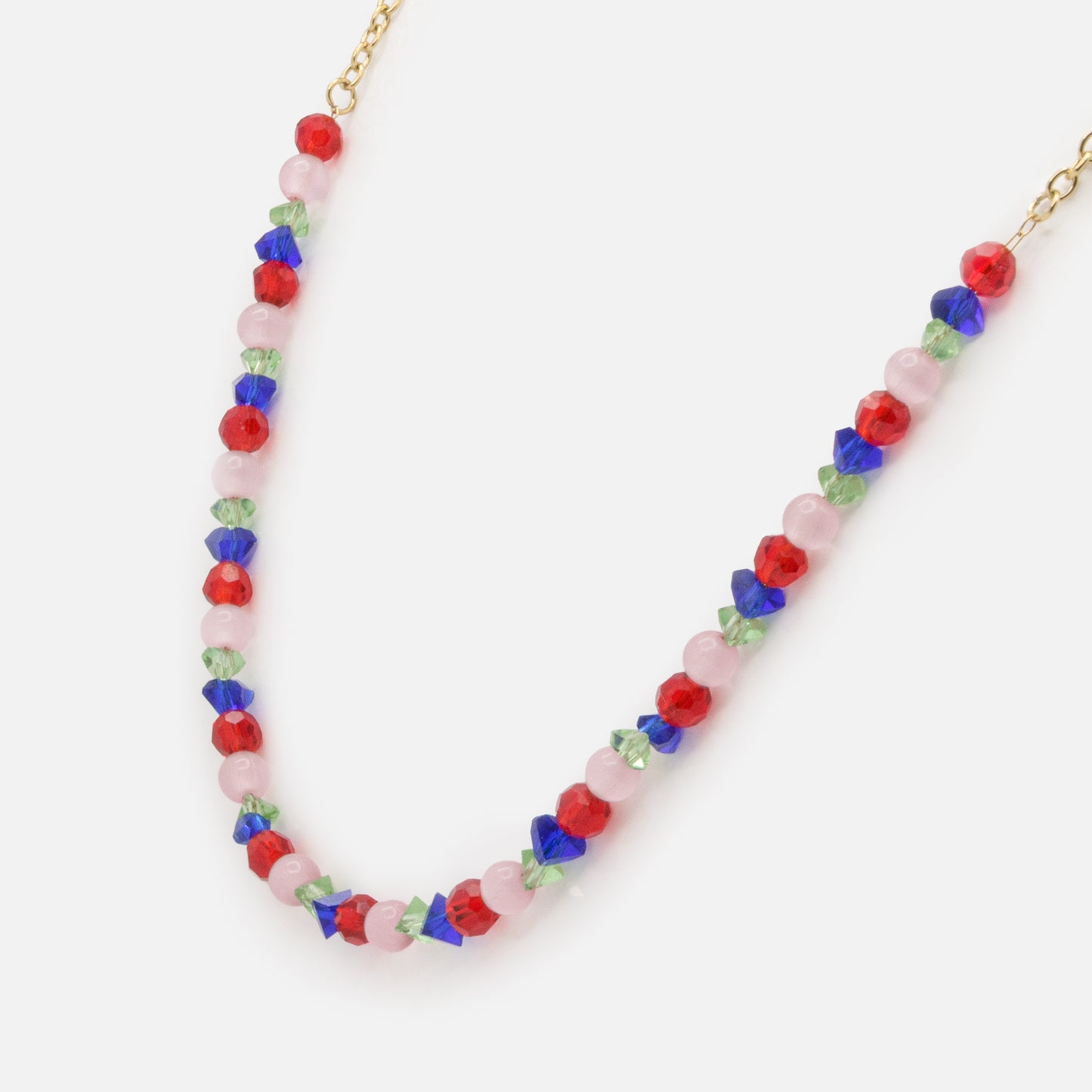 MN253N009GL - Mini colored beaded golden necklace in stainless steel