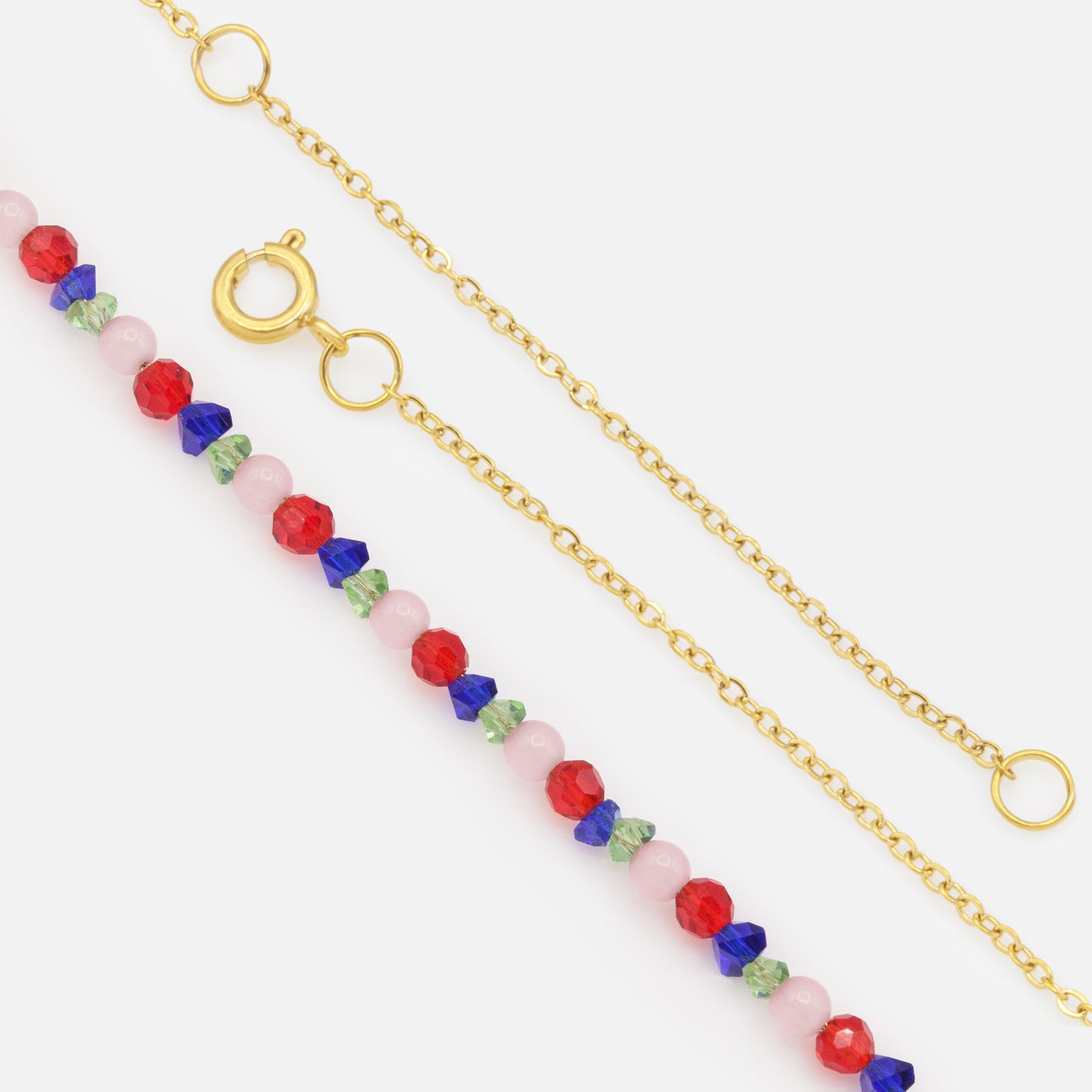MN253N009GL - Mini colored beaded golden necklace in stainless steel