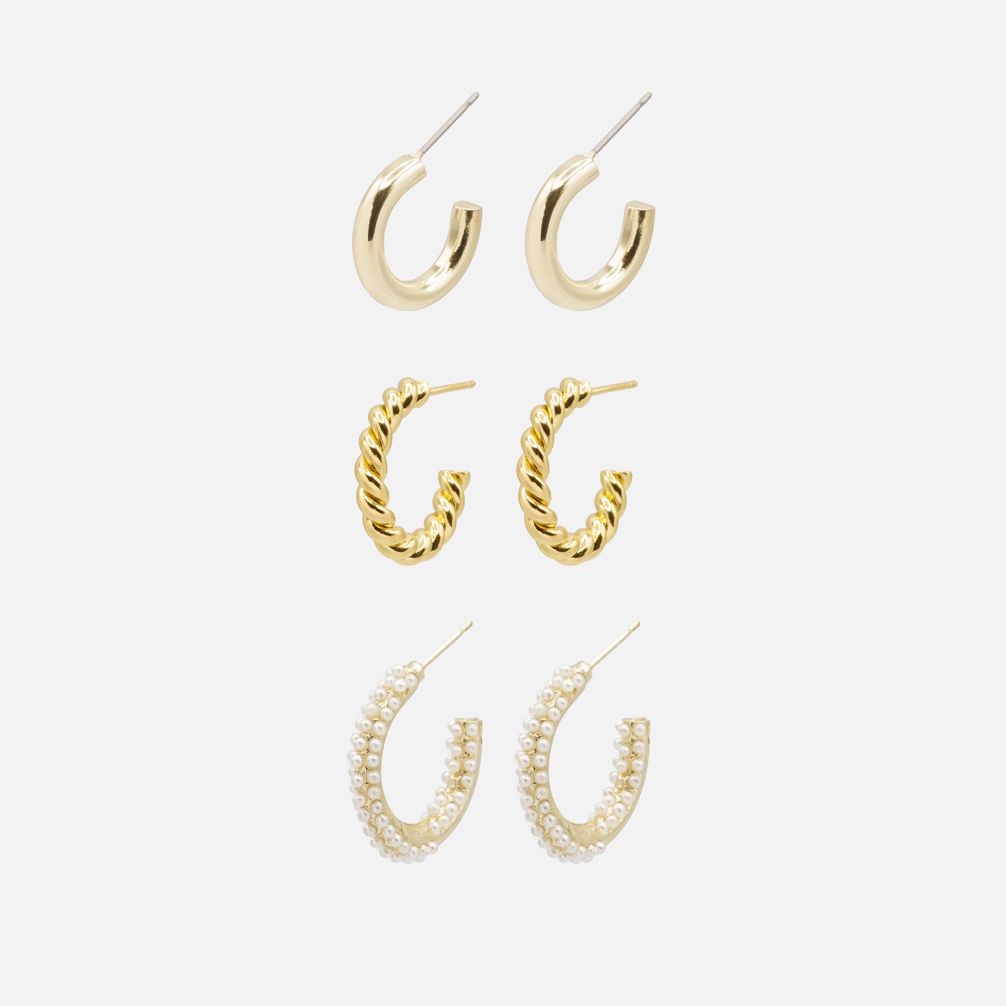 Trio de boucles d'oreilles anneaux dorés - PL251E013GL