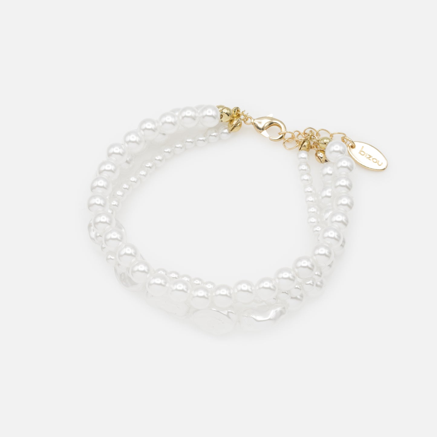 PL253B024GL - Three row bracelet with varied pearls