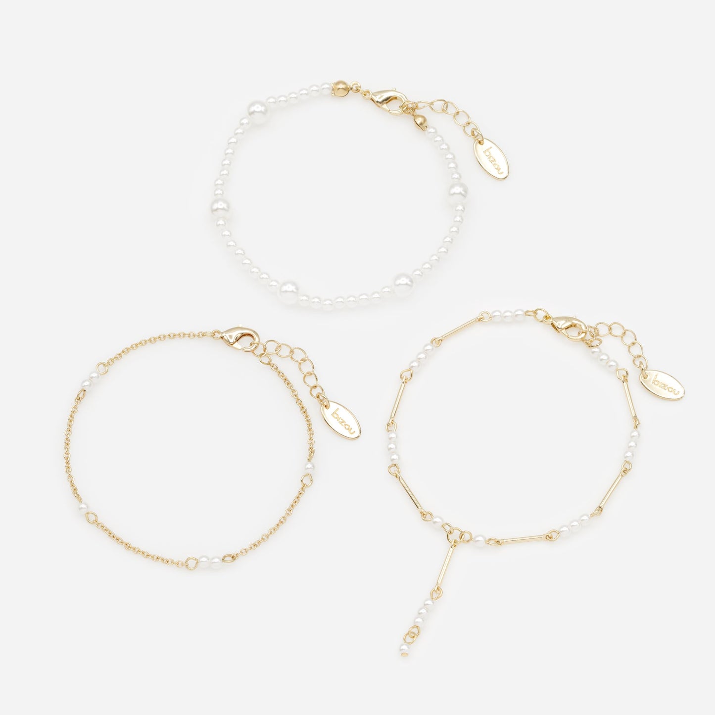 PL253B026GL - Golden bracelet trio with pearls