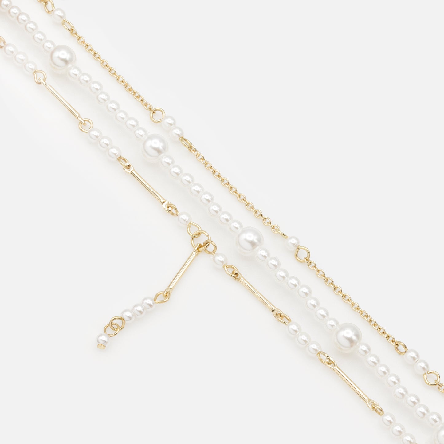 PL253B026GL - Golden bracelet trio with pearls