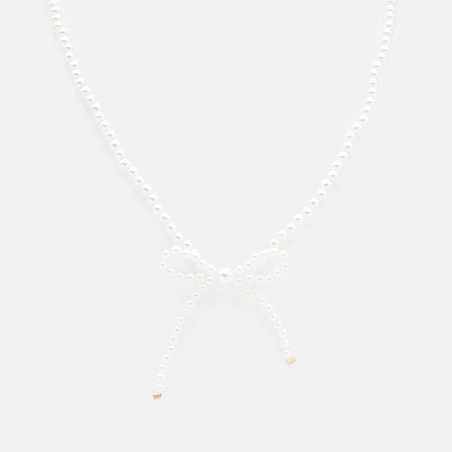 PL253N018GL - Pearl necklace with side bow