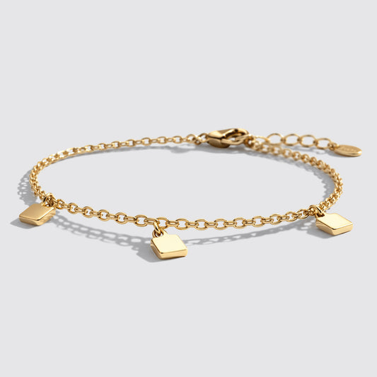Gold-Tone Charm Bracelet with Small Square Charms