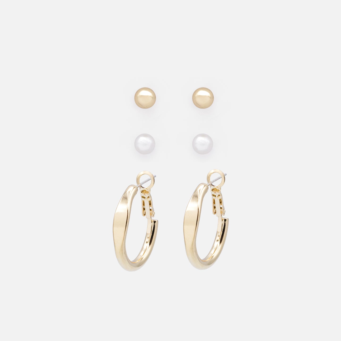 PR253E001GL - Set of golden earrings & pearls