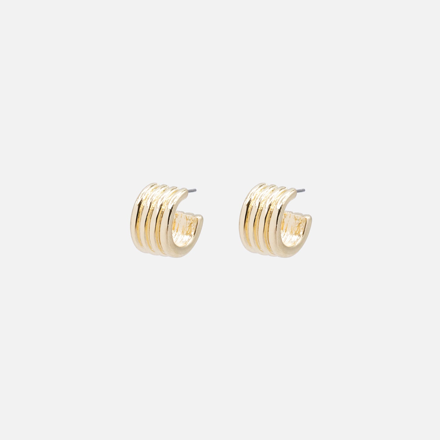 PR253E004GL - Golden hoop earrings with wide grooves